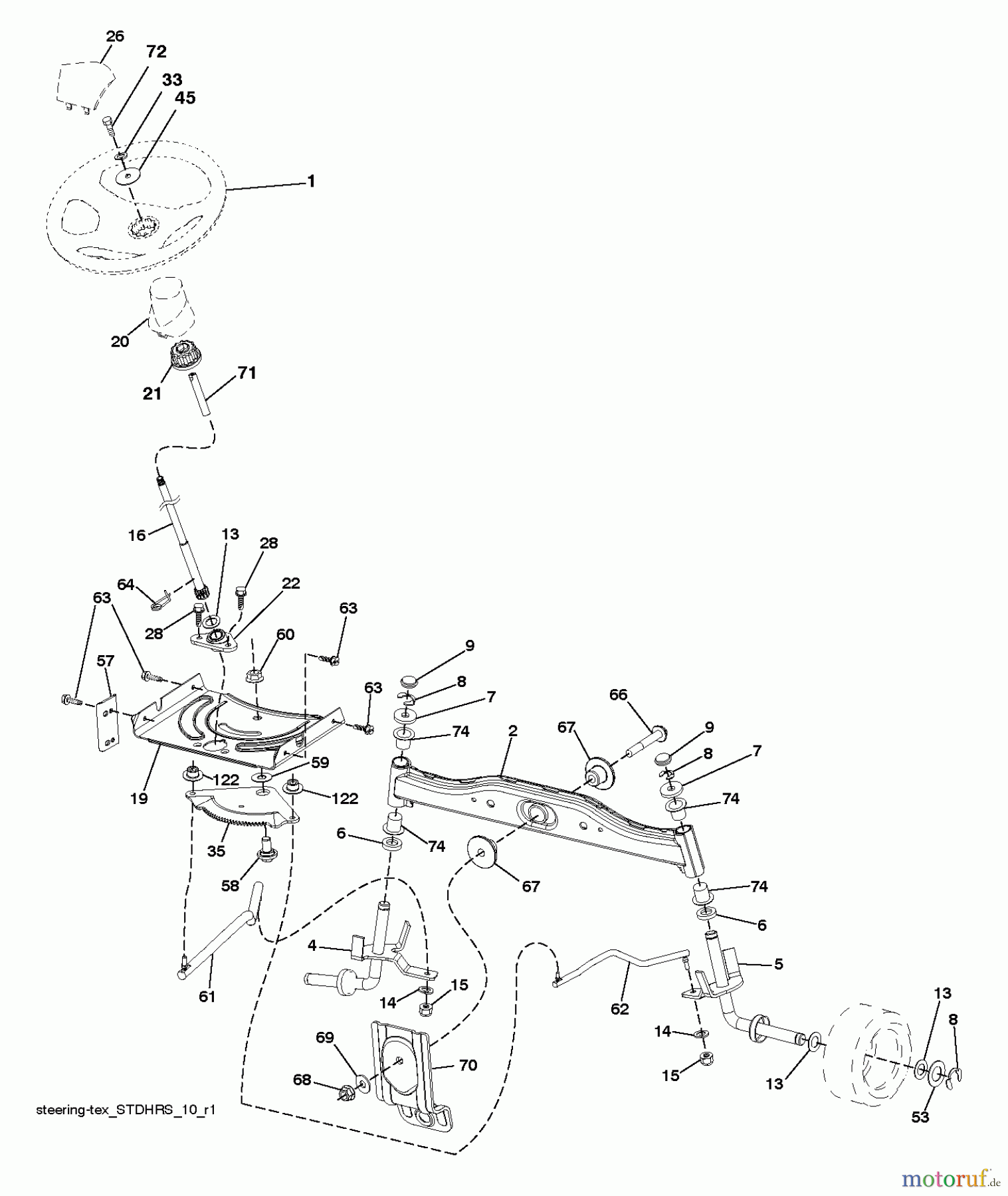 Husqvarna Rasen und Garten Traktoren SRD17530 (96055000200) - Husqvarna Lawn Tractor (2012-10 & After) STEERING