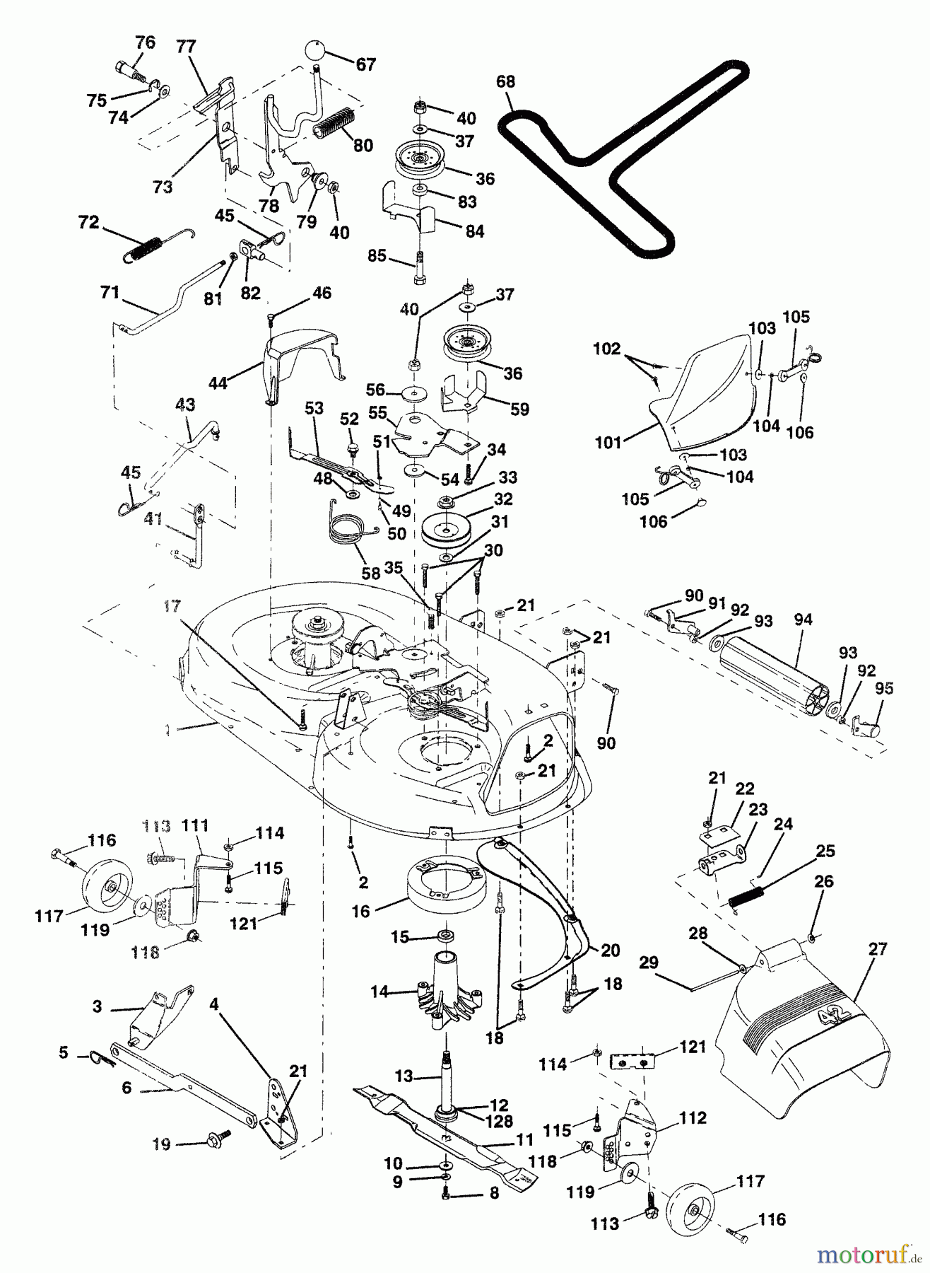 Husqvarna Rasen und Garten Traktoren YT 150 (954840021) (HCYT150B) - Husqvarna Yard Tractor (1996-04 & After) Mower Deck