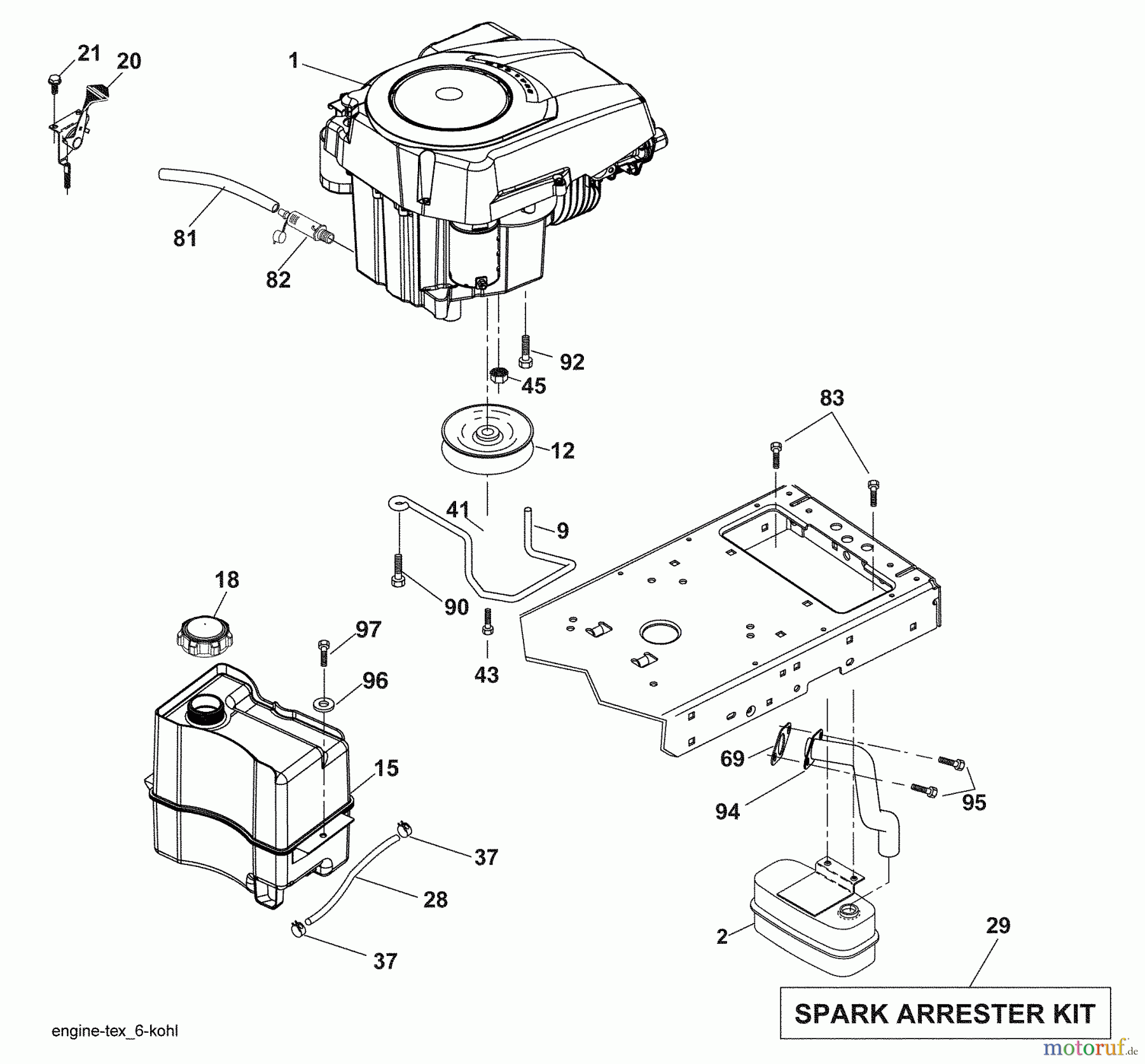 Husqvarna Rasen und Garten Traktoren YT 1942 (96043002500) - Husqvarna Yard Tractor (2008-04 & After) Engine