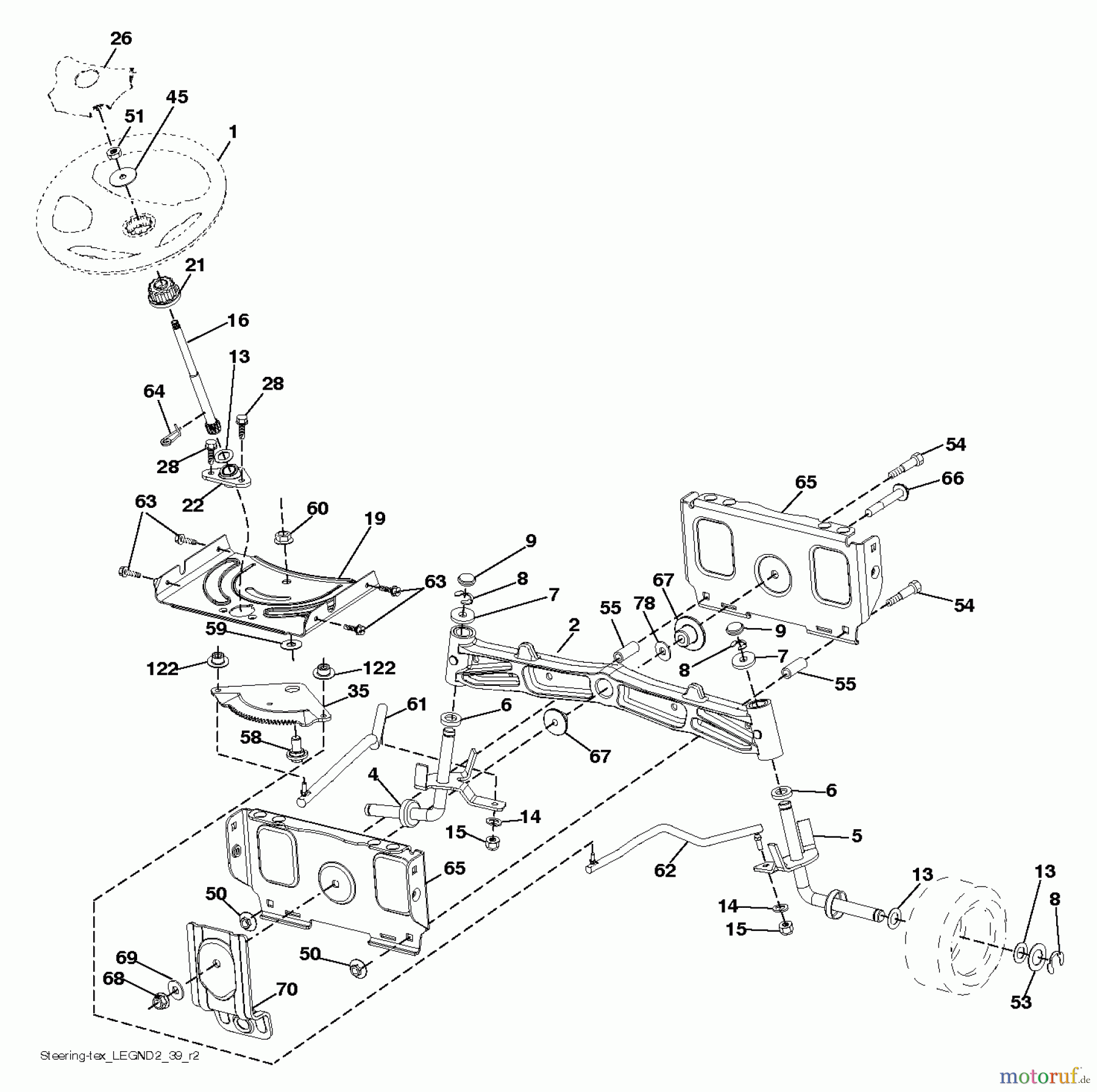 Husqvarna Rasen und Garten Traktoren YT 42XLS (96043015300) - Husqvarna Yard Tractor (2012-09 & After) STEERING