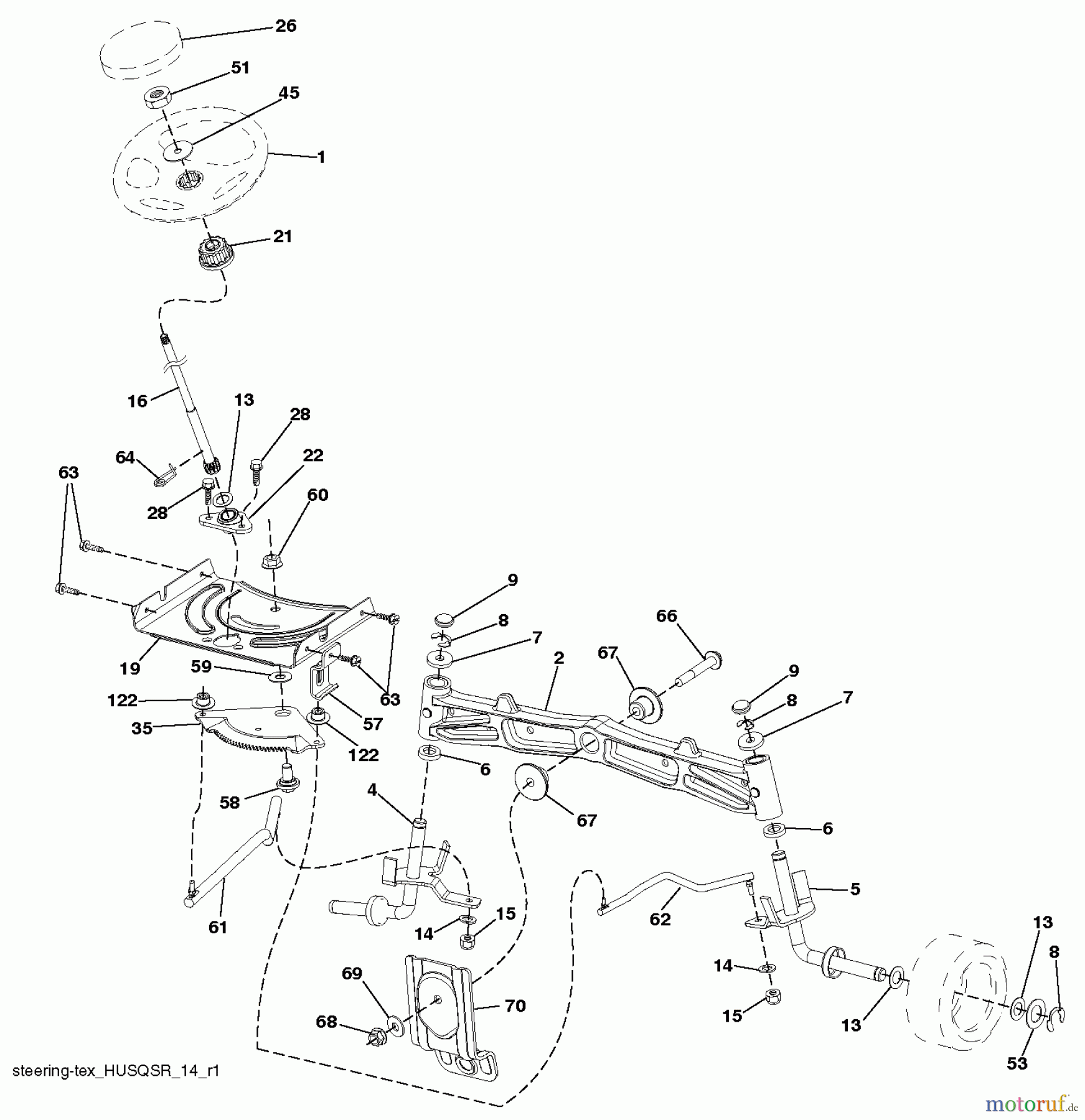 Husqvarna Rasen und Garten Traktoren YT 54LS (96043015200) - Husqvarna Yard Tractor (2012-10 & After) STEERING