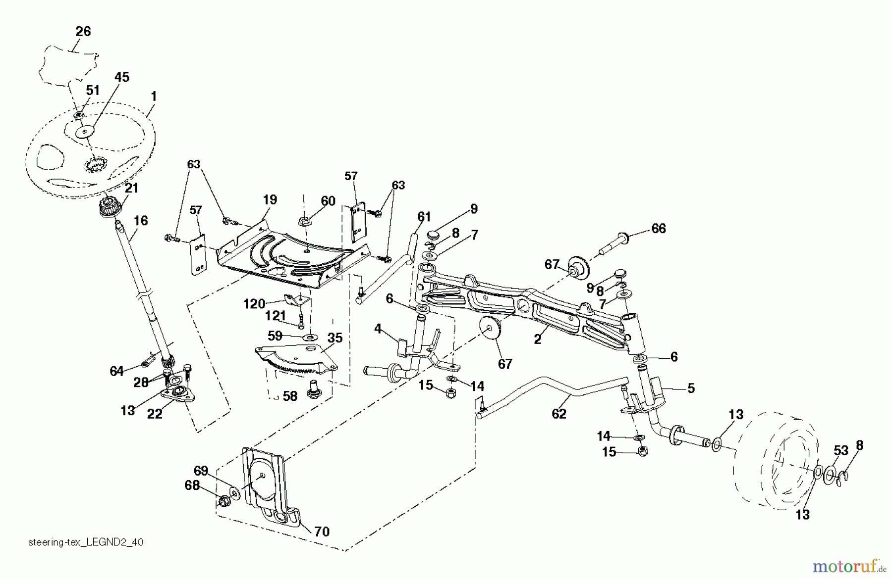 Husqvarna Rasen und Garten Traktoren YTA 19K42 (96043013900) - Husqvarna Yard Tractor (2011-08 & After) STEERING