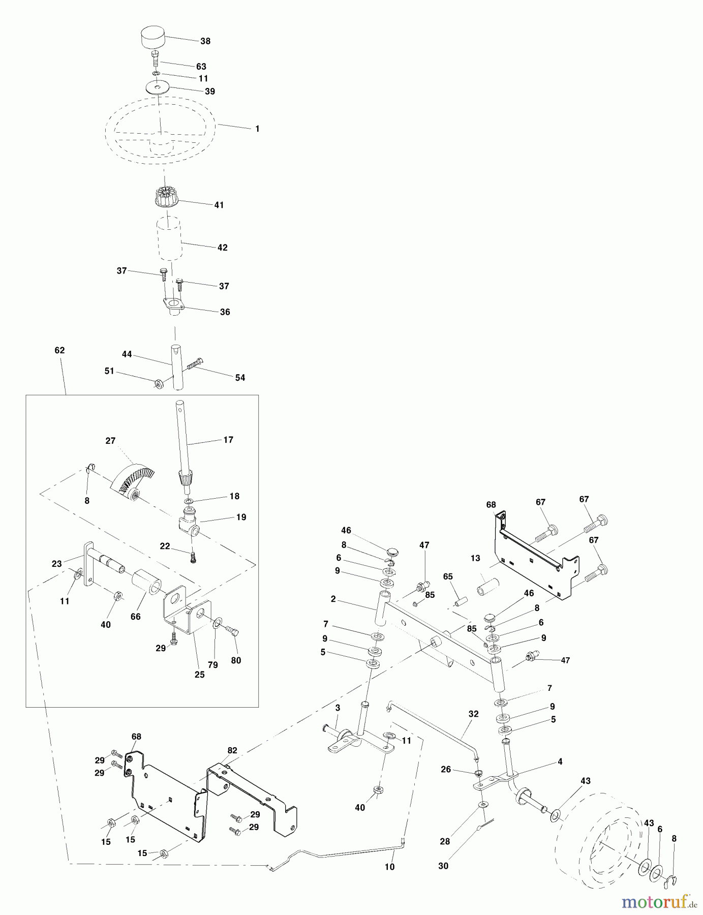 Husqvarna Rasen und Garten Traktoren YTH 130 (954170026) (HEYTH130K) - Husqvarna Yard Tractor (2000-10 to 2001-01) Steering Assembly