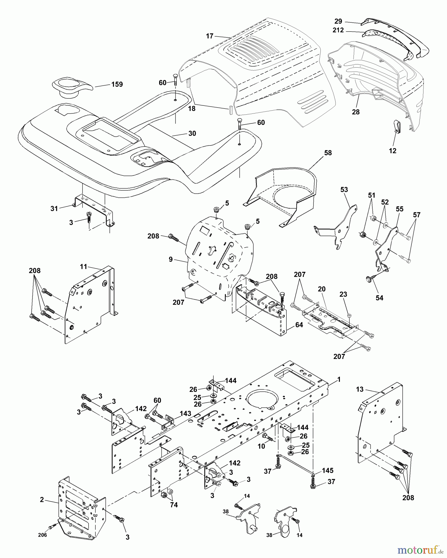 Husqvarna Rasen und Garten Traktoren YTH 1452XPA (954567253) - Husqvarna Yard Tractor (2001-01 & After) Chassis & Enclosures