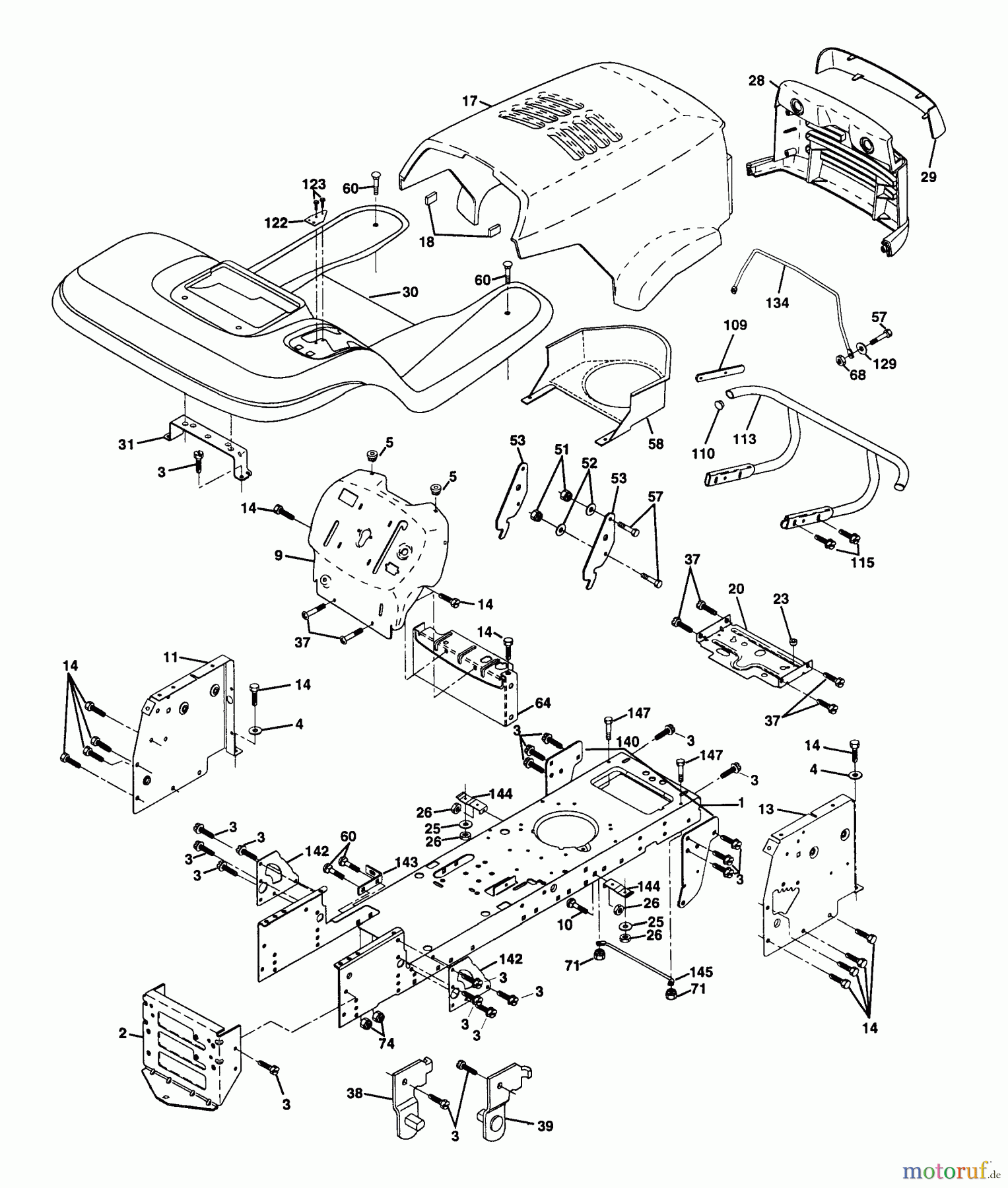  Husqvarna Rasen und Garten Traktoren YTH 150 (954140007) (HCLTH150C) - Husqvarna Yard Tractor (1997-05 & After) Chassis And Enclosures