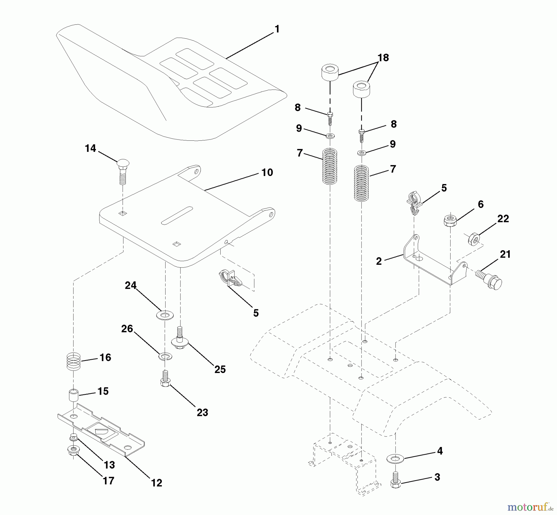 Husqvarna Rasen und Garten Traktoren YTH 150 (954140007B) - Husqvarna Yard Tractor (1997-12 & After) Seat Assembly
