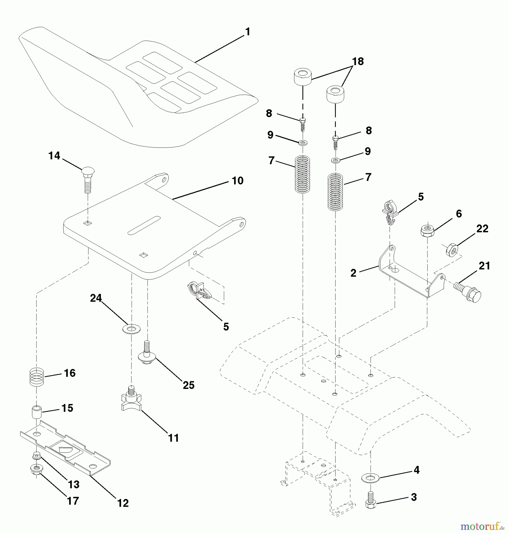 Husqvarna Rasen und Garten Traktoren YTH 160 (954140008B) - Husqvarna Yard Tractor (1998-07 & After) Seat Assembly