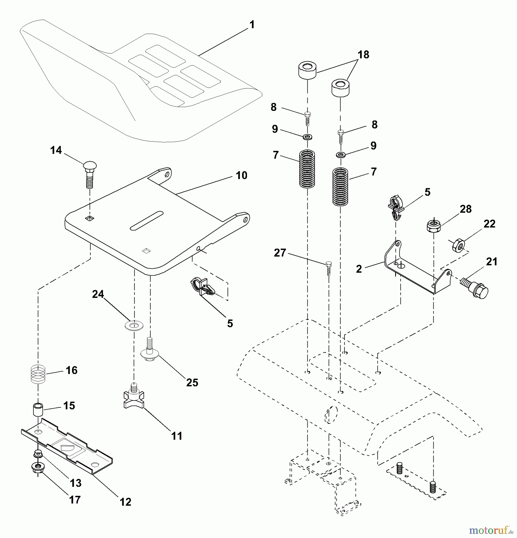 Husqvarna Rasen und Garten Traktoren YTH 180 (954001082A) - Husqvarna Yard Tractor (1994-07 & After) Seat Assembly