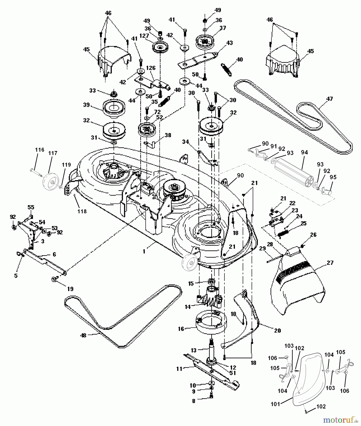 Husqvarna Rasen und Garten Traktoren YTH 180 (954140010D) - Husqvarna Yard Tractor (1997-12 & After) Mower Deck
