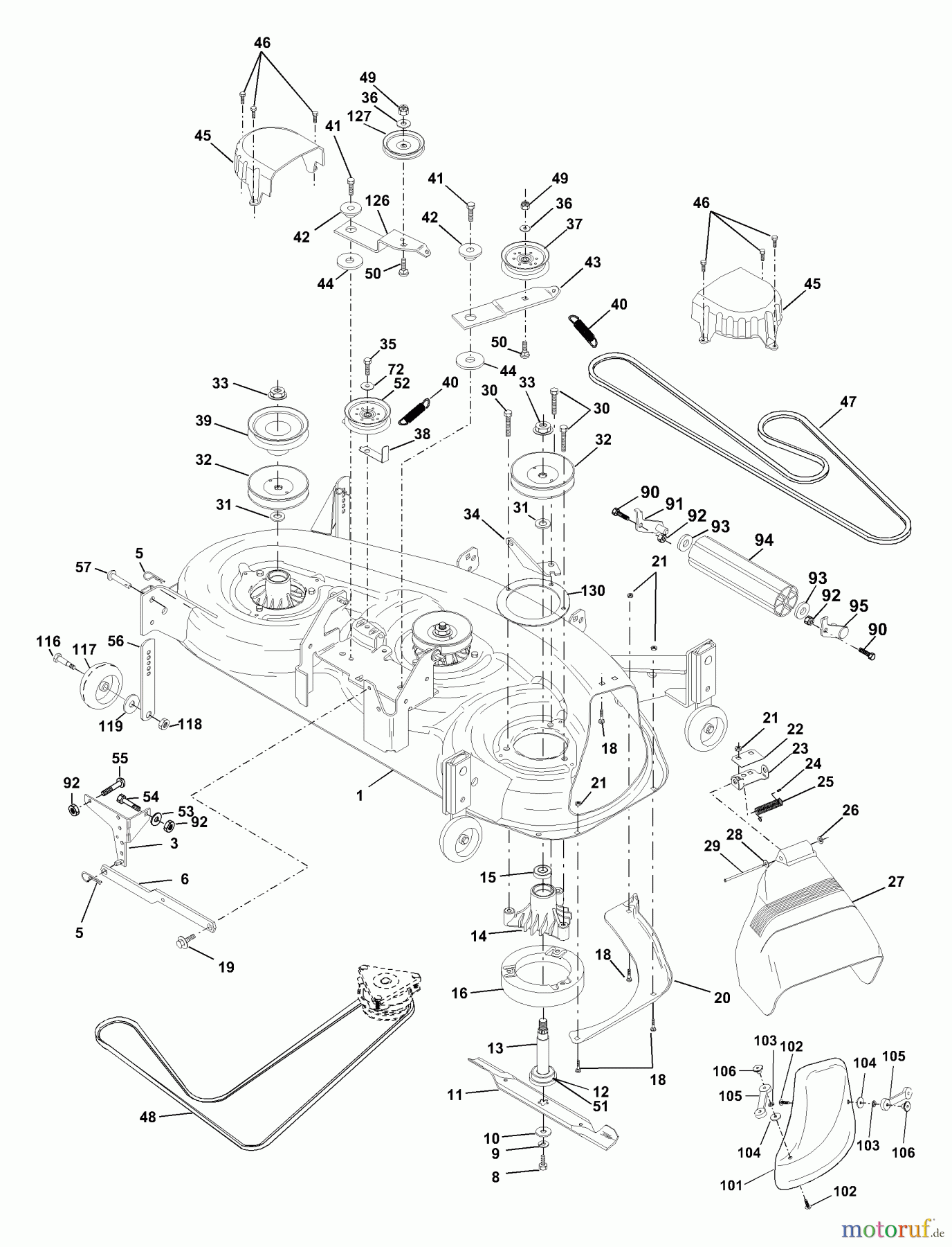 Husqvarna Rasen und Garten Traktoren YTH 180 (954140109A) - Husqvarna Yard Tractor (1999-10 & After) Mower Deck