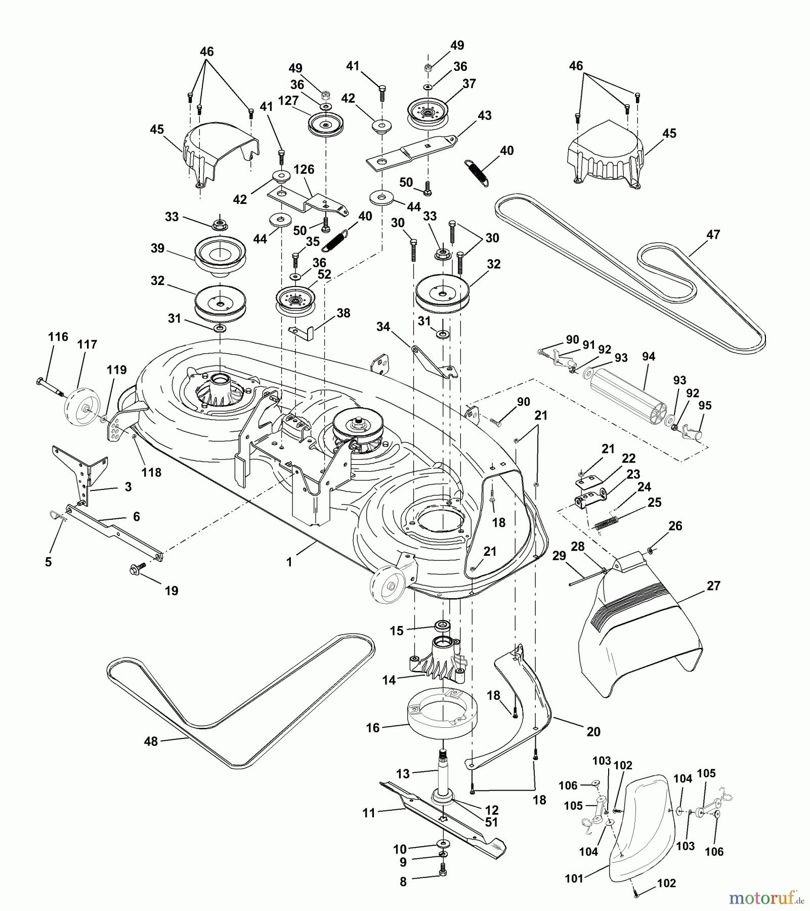 Husqvarna Rasen und Garten Traktoren YTH 180 (954830145B) - Husqvarna Yard Tractor (1996-03 & After) Mower Deck