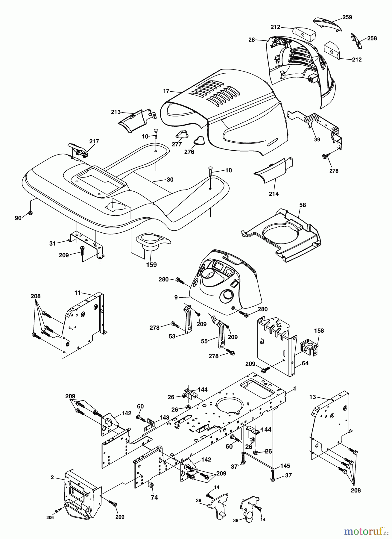 Husqvarna Rasen und Garten Traktoren YTH 2042 (96013000601) - Husqvarna Yard Tractor (2005-10 & After) Chassis
