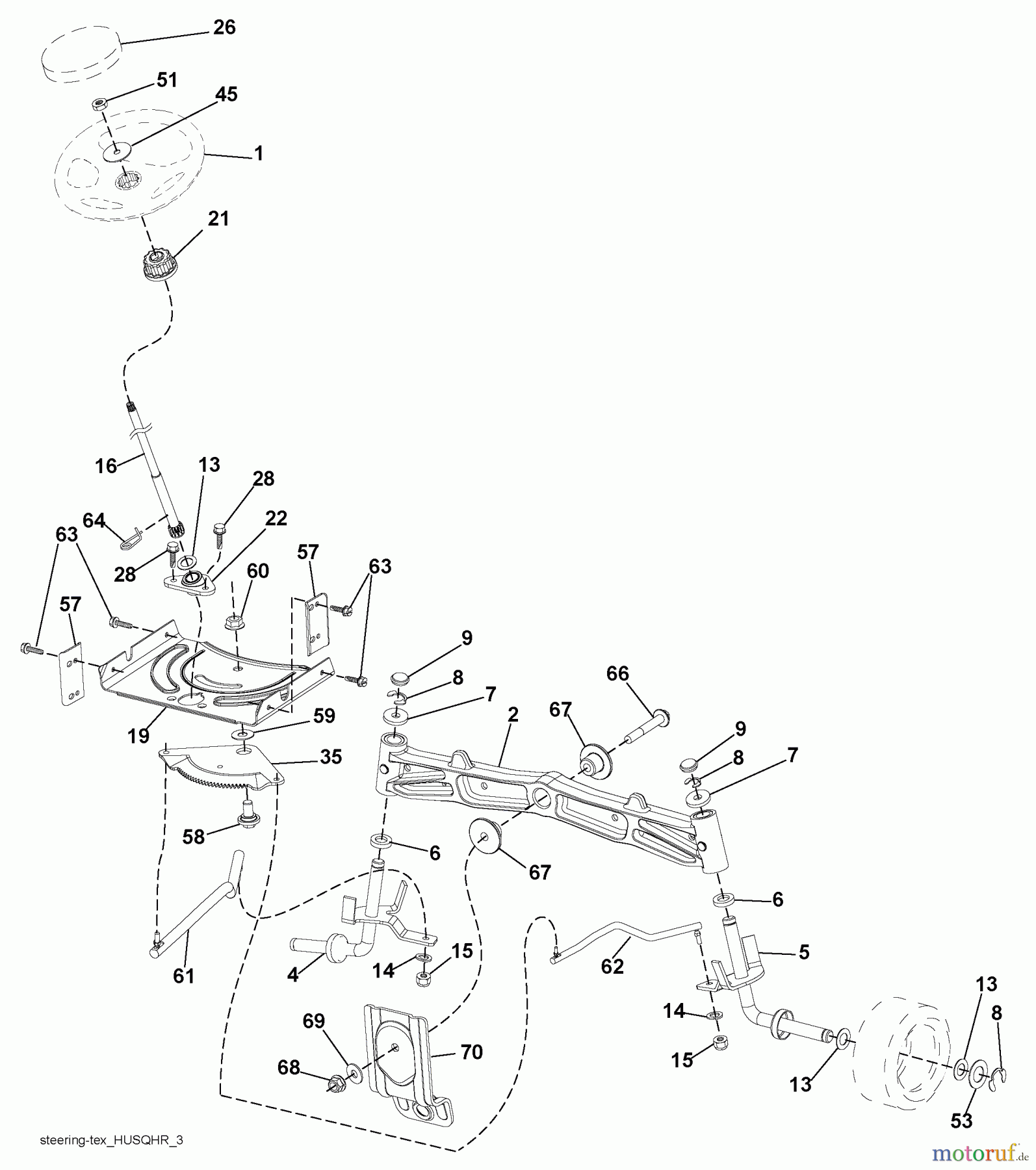 Husqvarna Rasen und Garten Traktoren YTH 2042 (96043010602) - Husqvarna Yard Tractor (2010-03 & After) Steering Assembly