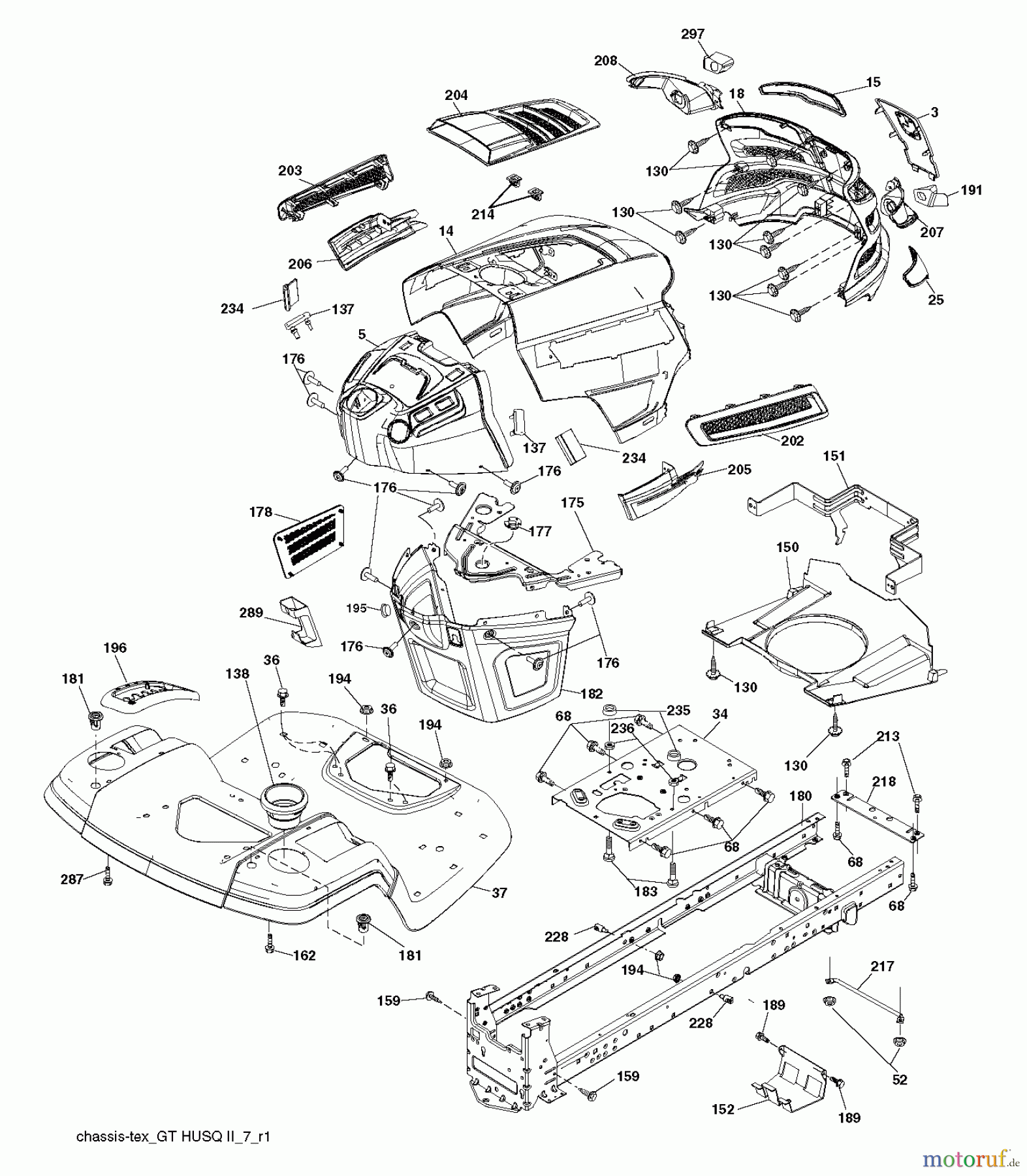 Husqvarna Rasen und Garten Traktoren YTH 2042 (96043012102) - Husqvarna Yard Tractor (2011-06 & After) CHASSIS ENCLOSURES