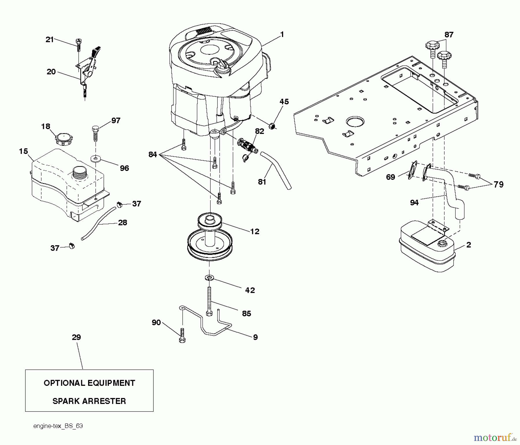 Husqvarna Rasen und Garten Traktoren YTH 2042 (96043012102) - Husqvarna Yard Tractor (2011-06 & After) ENGINE