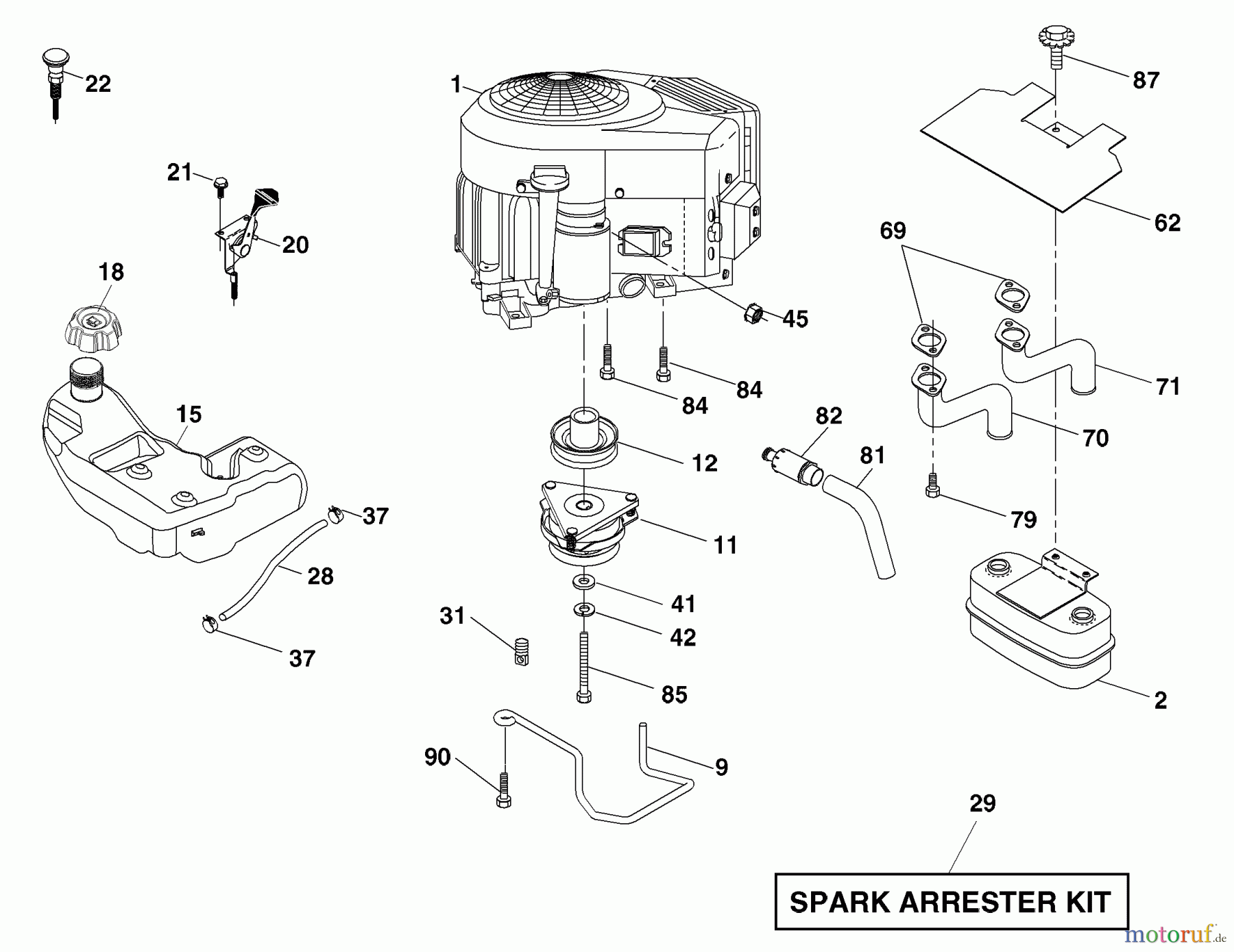 Husqvarna Rasen und Garten Traktoren YTH 20B42T (96043002001) - Husqvarna Yard Tractor (2006-01 & After) Engine