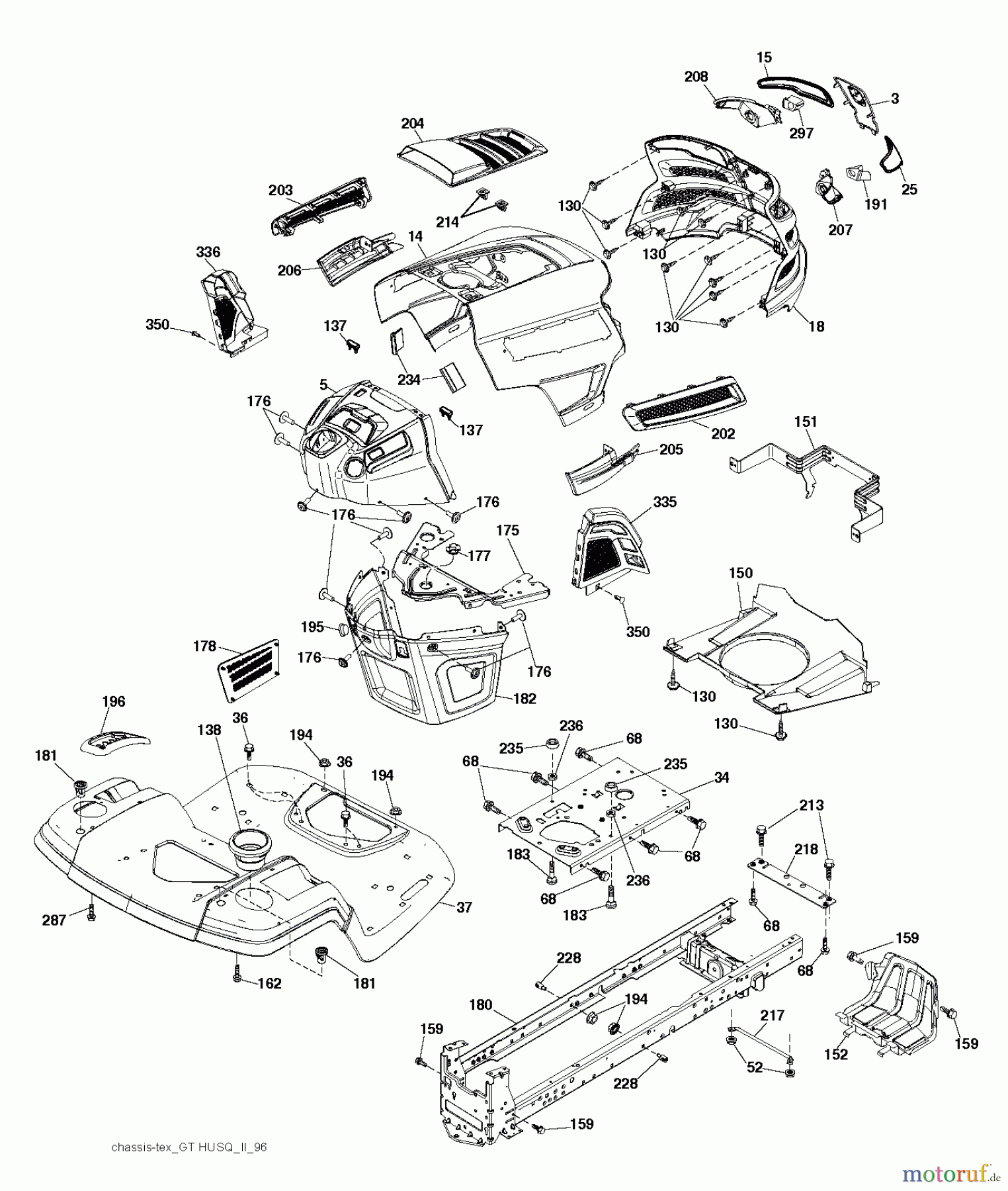 Husqvarna Rasen und Garten Traktoren YTH 20K42 (96041027601) - Husqvarna Yard Tractor (2012-12 & After) CHASSIS / FRAME
