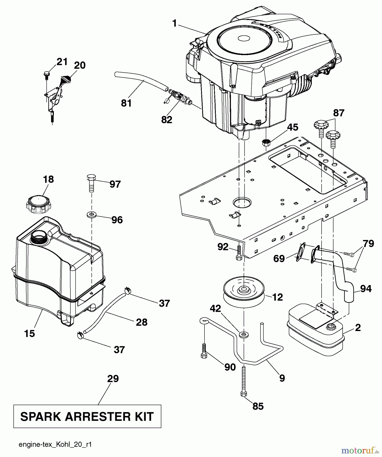 Husqvarna Rasen und Garten Traktoren YTH 20K46 (917.289542) - Husqvarna Yard Tractor (2010-01 & After) (Sears Craftsman) Engine