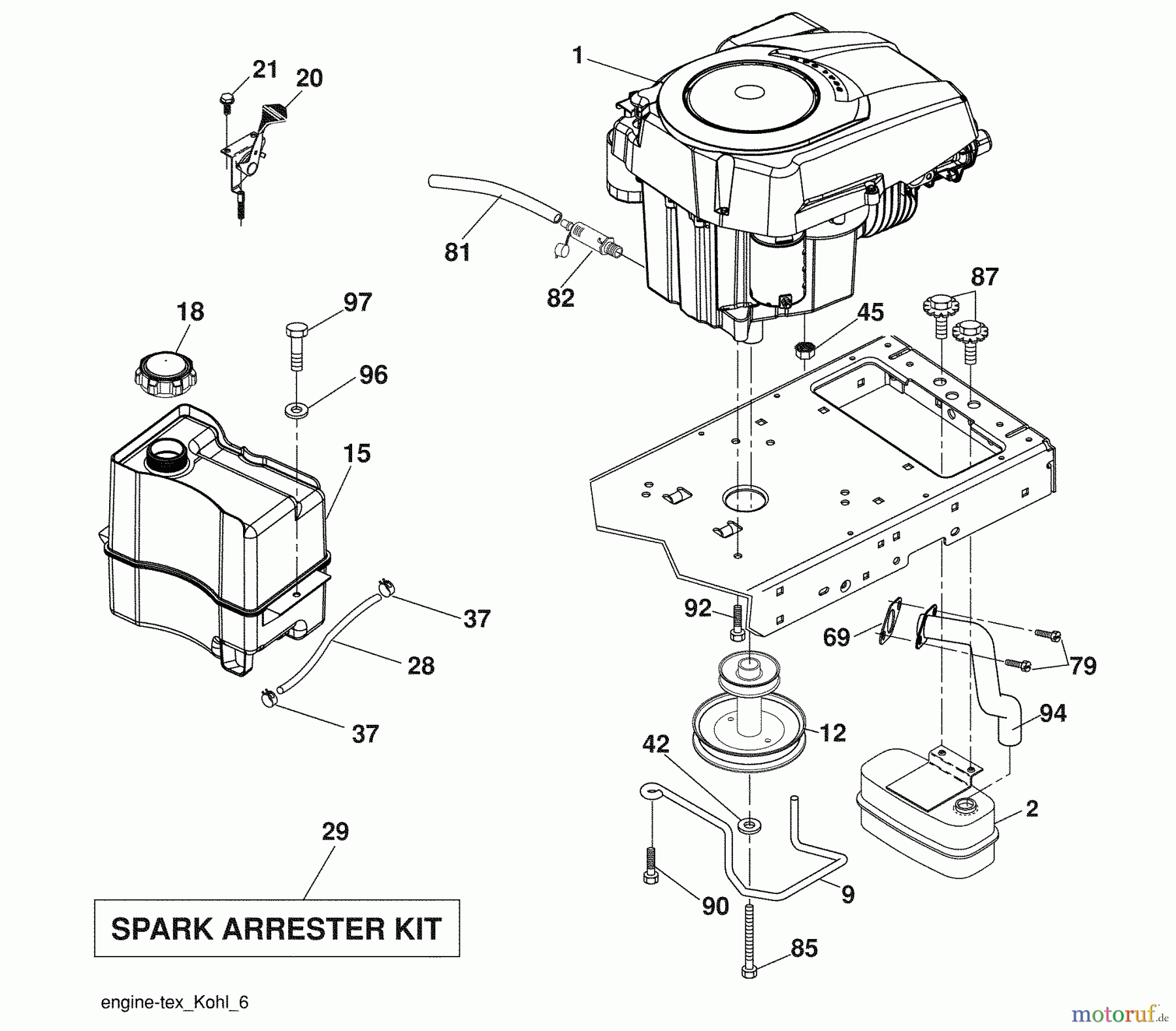  Husqvarna Rasen und Garten Traktoren YTH 20K46 (96043003302) - Husqvarna Yard Tractor (2008-09 & After) Engine