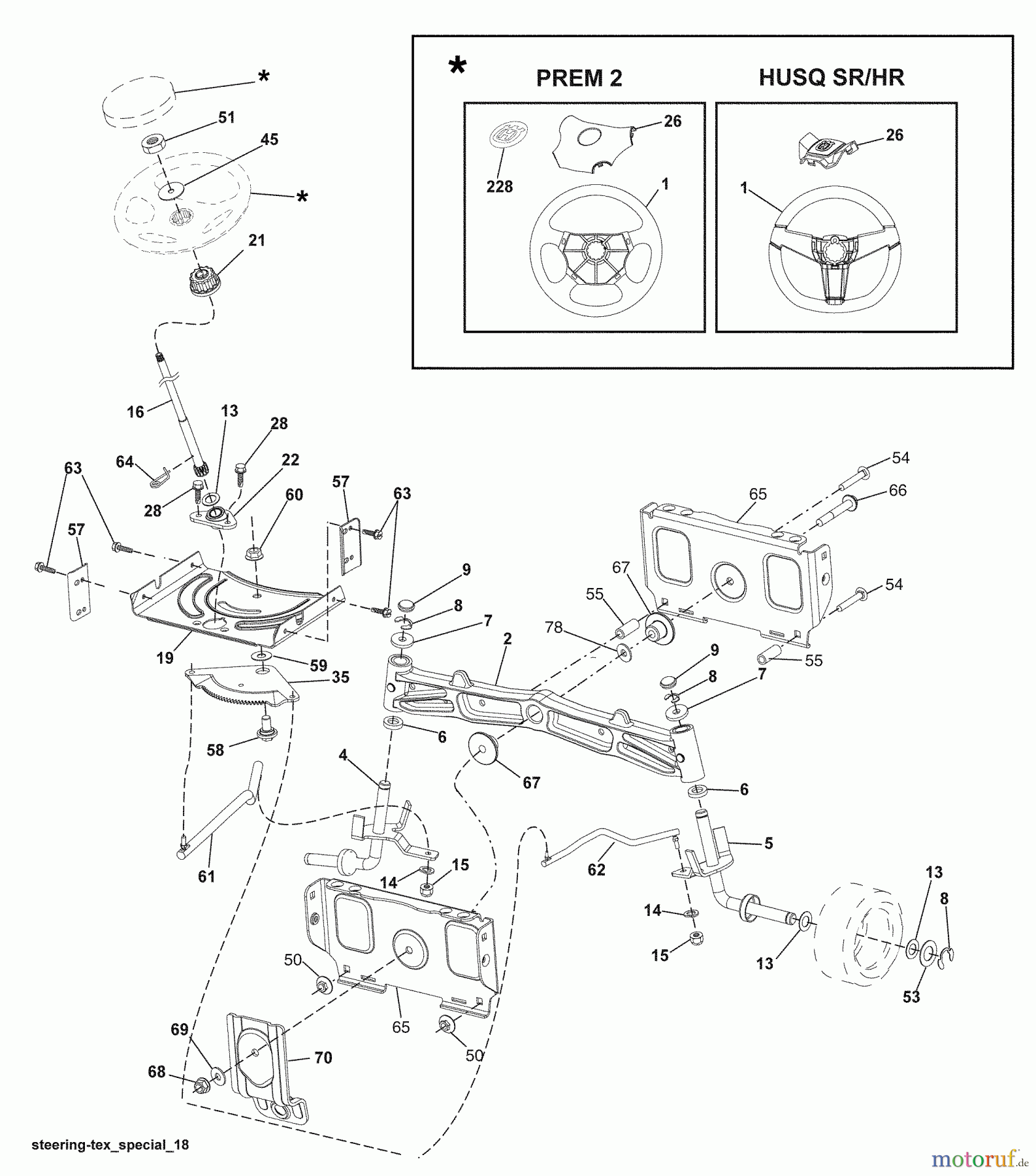 Husqvarna Rasen und Garten Traktoren YTH 20K46 (96045000411) - Husqvarna Yard Tractor (2008-10 & After) Steering Assembly