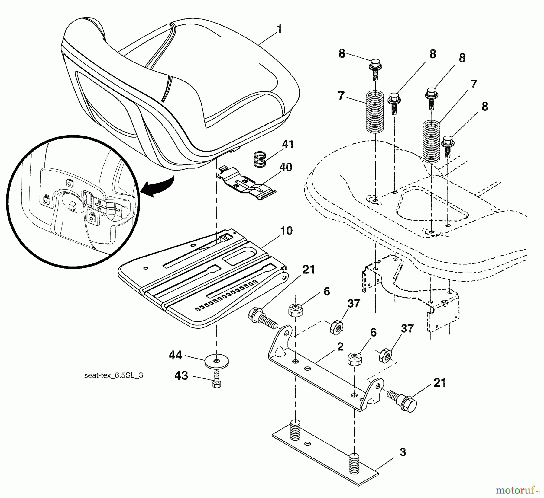 Husqvarna Rasen und Garten Traktoren YTH 20K46 (96045000413) - Husqvarna Yard Tractor (2009-01 & After) Seat