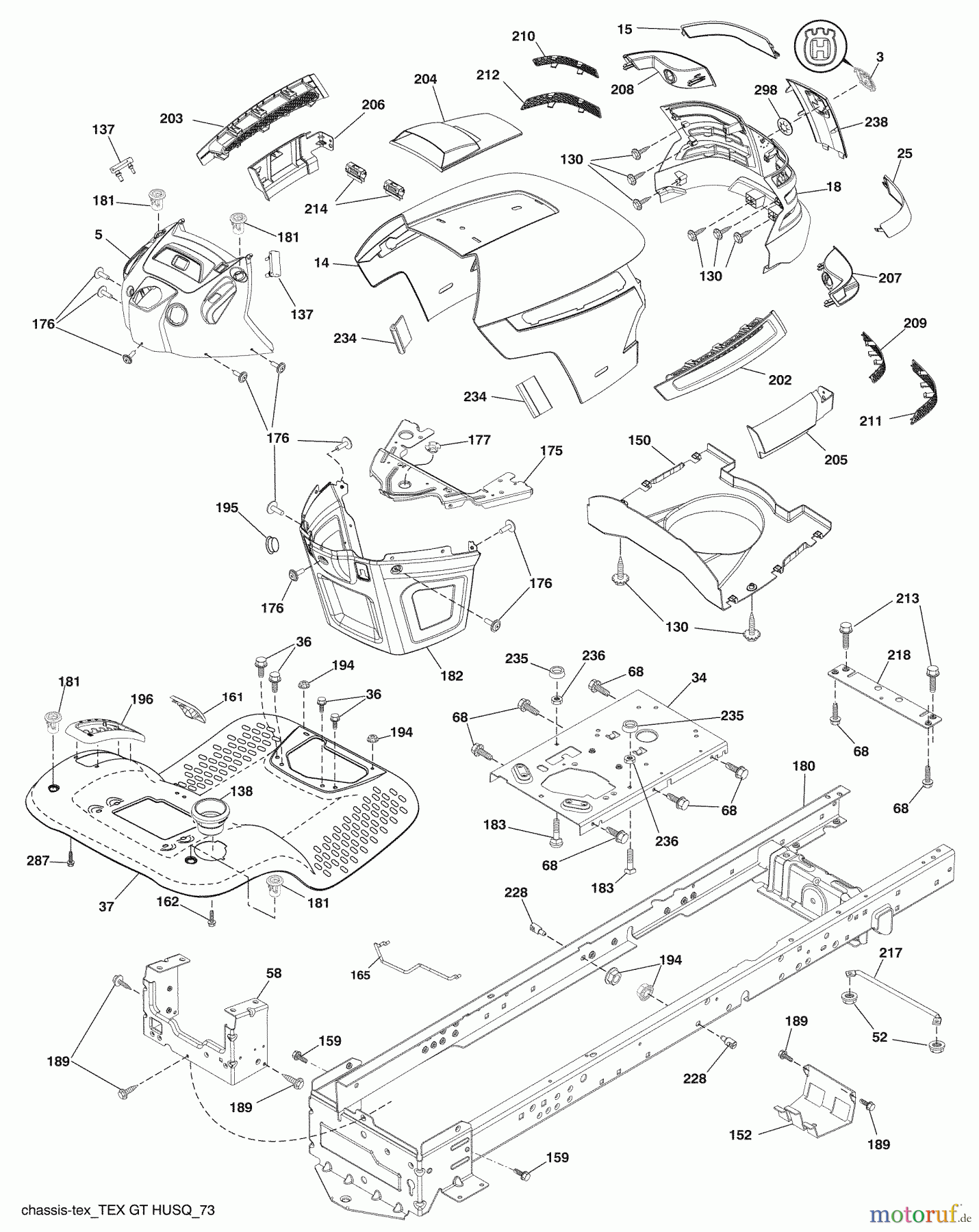 Husqvarna Rasen und Garten Traktoren YTH 21K46 (96043009500) - Husqvarna Yard Tractor (2009-10 & After) Chassis