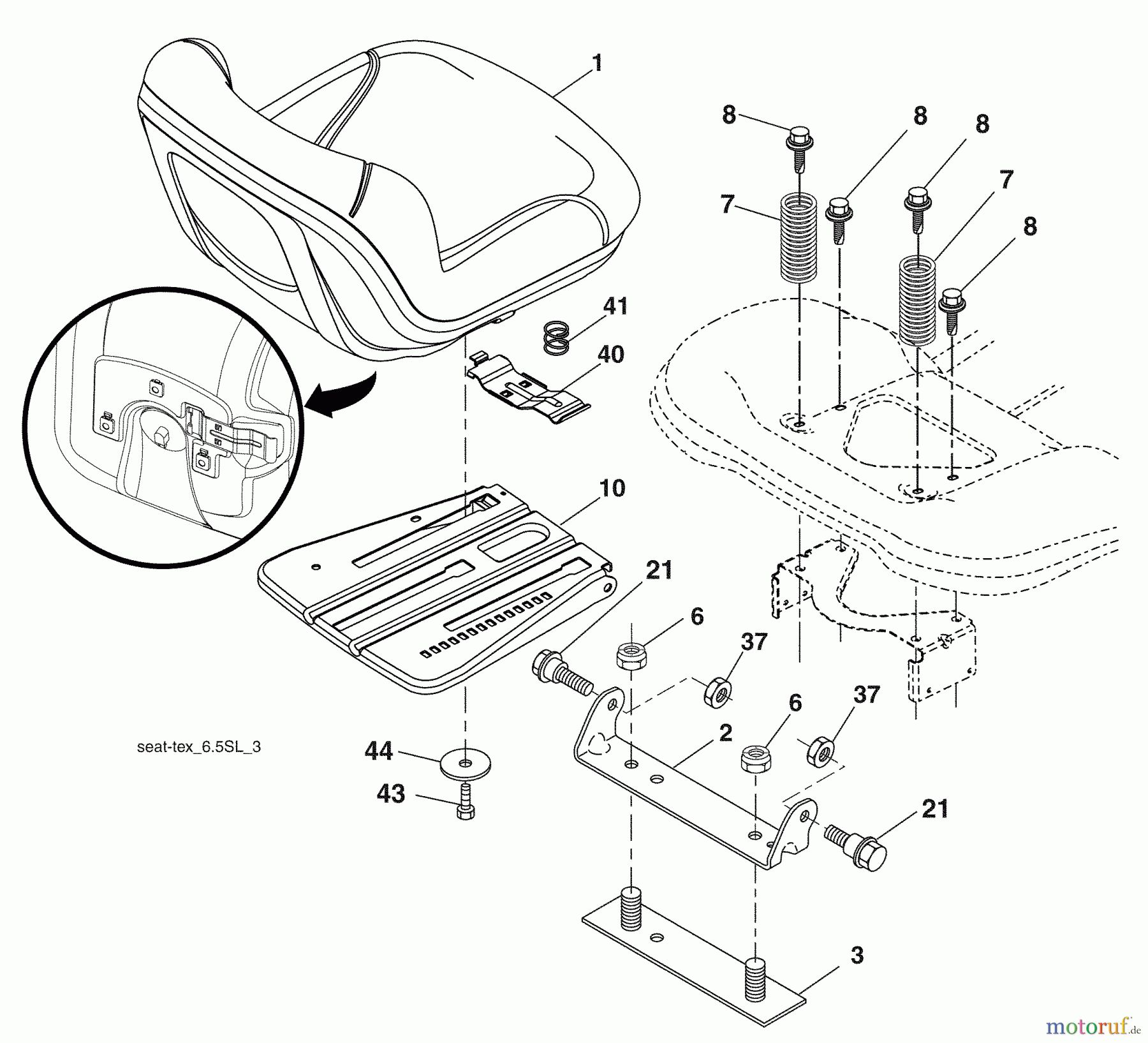 Husqvarna Rasen und Garten Traktoren YTH 21K46 (96043009500) - Husqvarna Yard Tractor (2009-10 & After) Seat Assembly