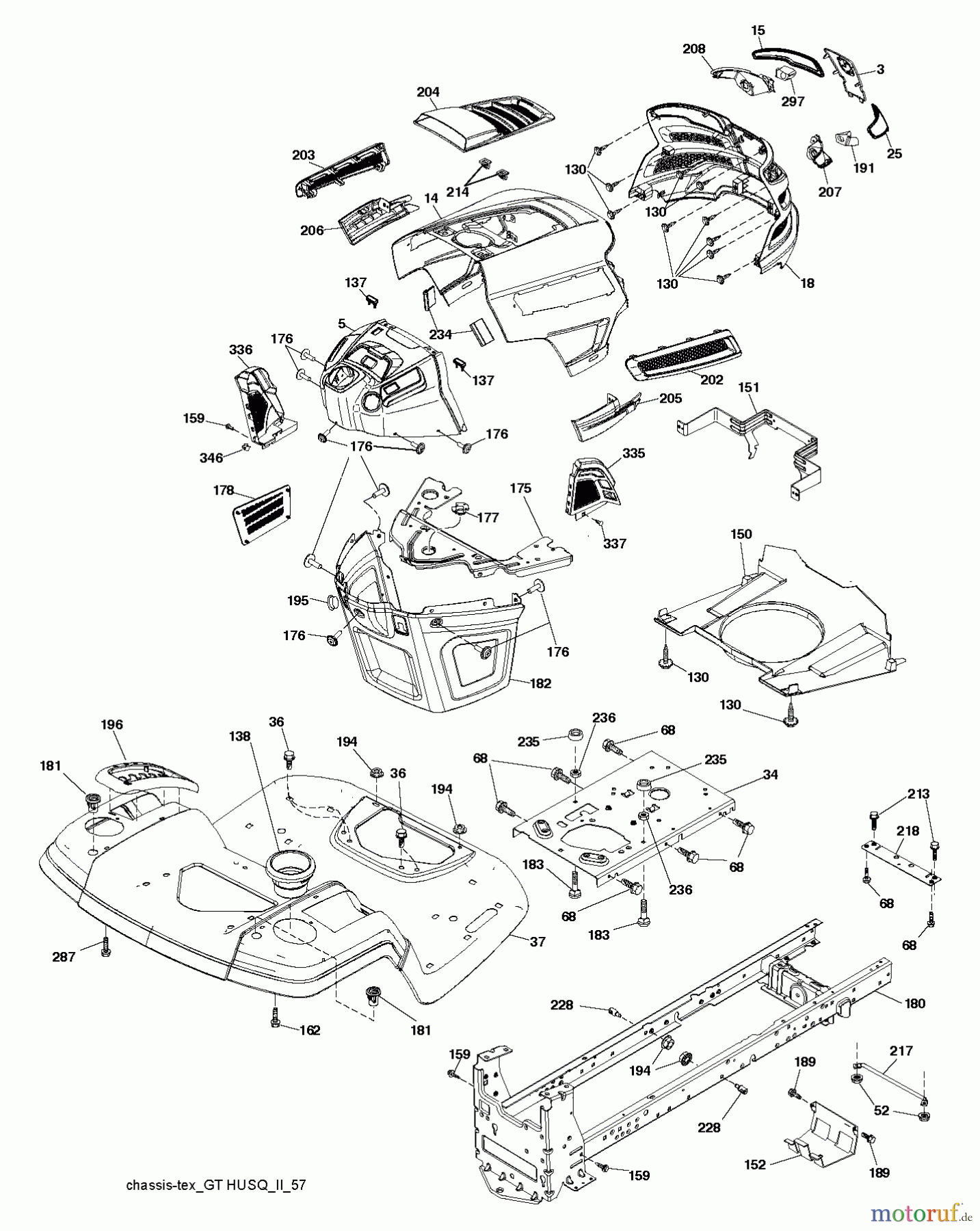 Husqvarna Rasen und Garten Traktoren YTH 21K46 (96043012002) - Husqvarna Yard Tractor (2011-07 & After) CHASSIS / FRAME