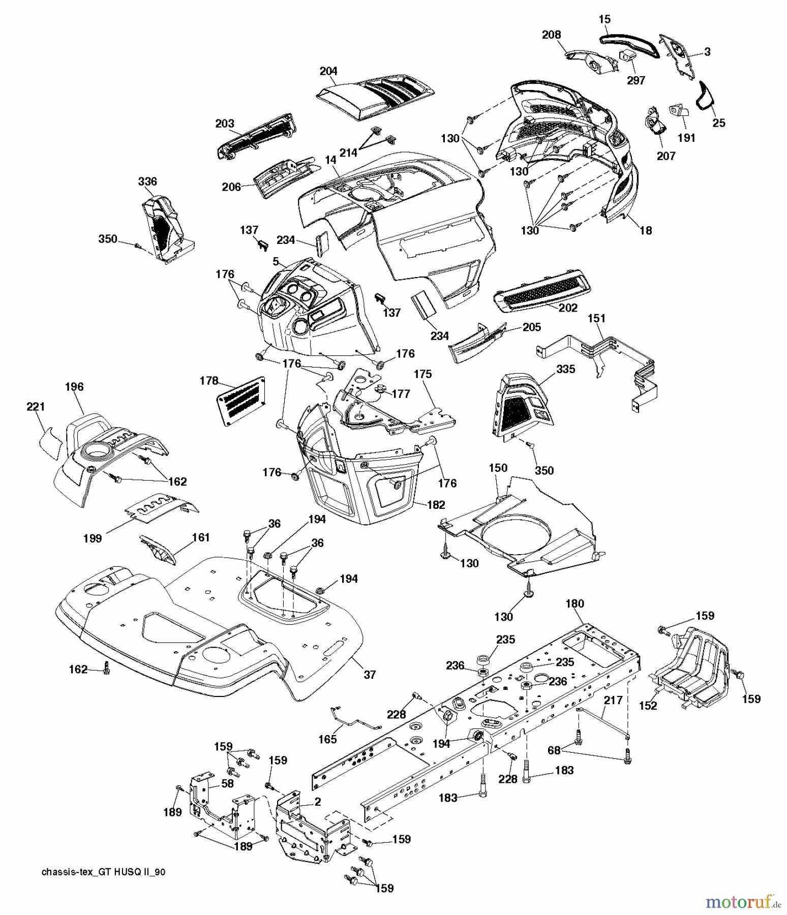 Husqvarna Rasen und Garten Traktoren YTH 2242TDRF (96041023701) - Husqvarna Yard Tractor (2011-12 & After) CHASSIS ENCLOSURES
