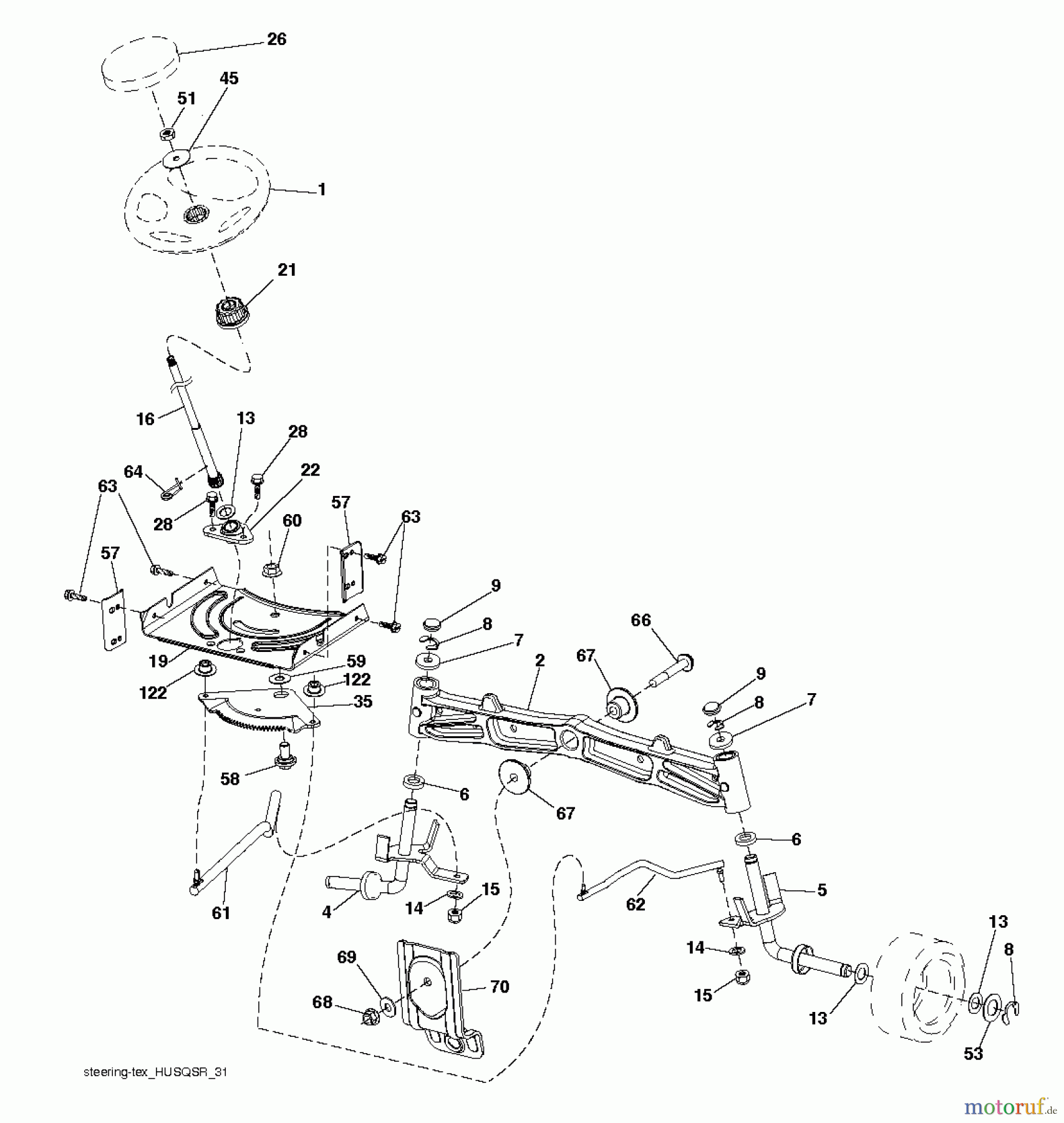 Husqvarna Rasen und Garten Traktoren YTH 21K42 (96048004000) - Husqvarna Yard Tractor (2012-10 & After) STEERING