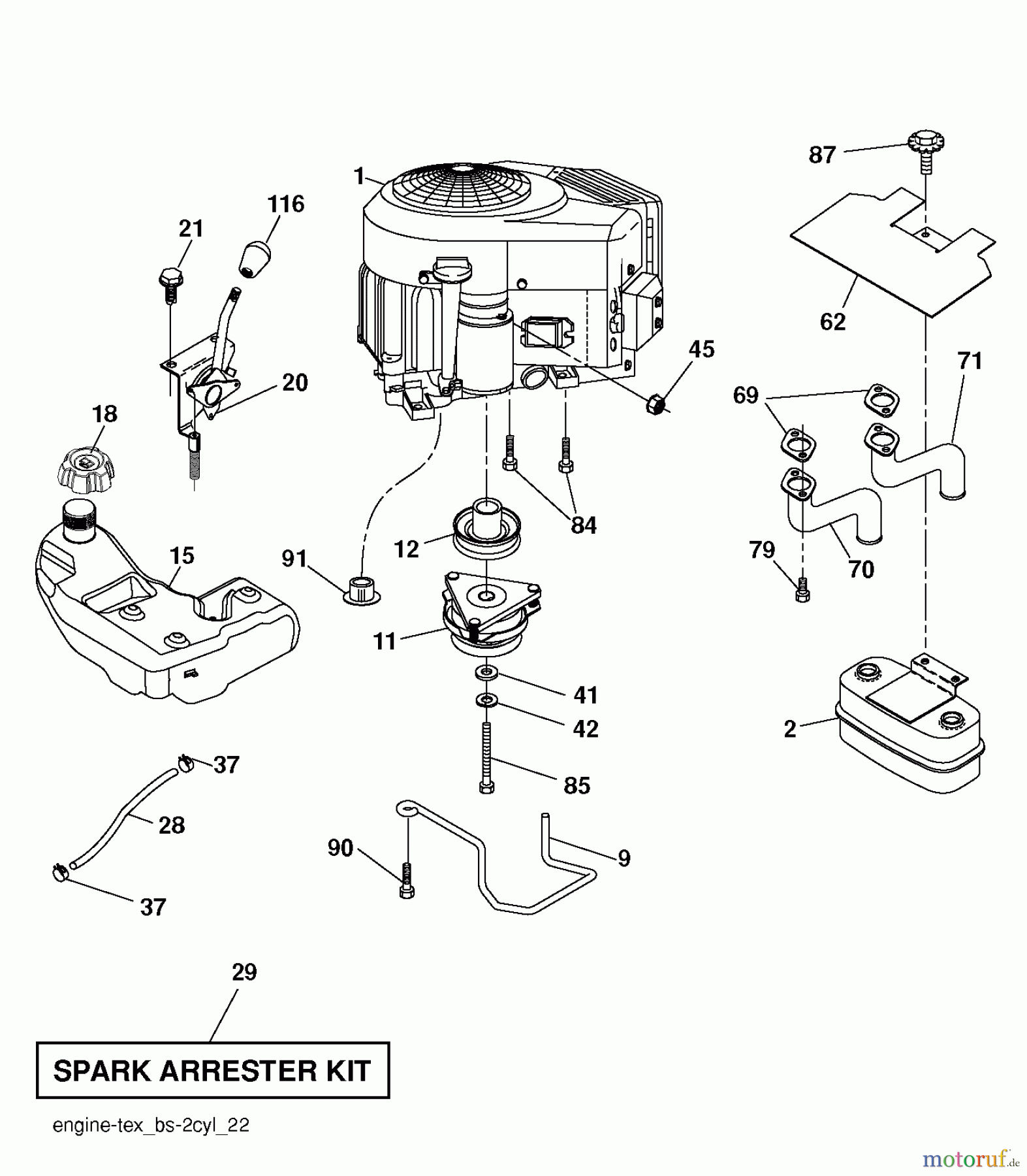 Husqvarna Rasen und Garten Traktoren YTH 22V42LS (96043011301) - Husqvarna Yard Tractor (2011-01 & After) ENGINE