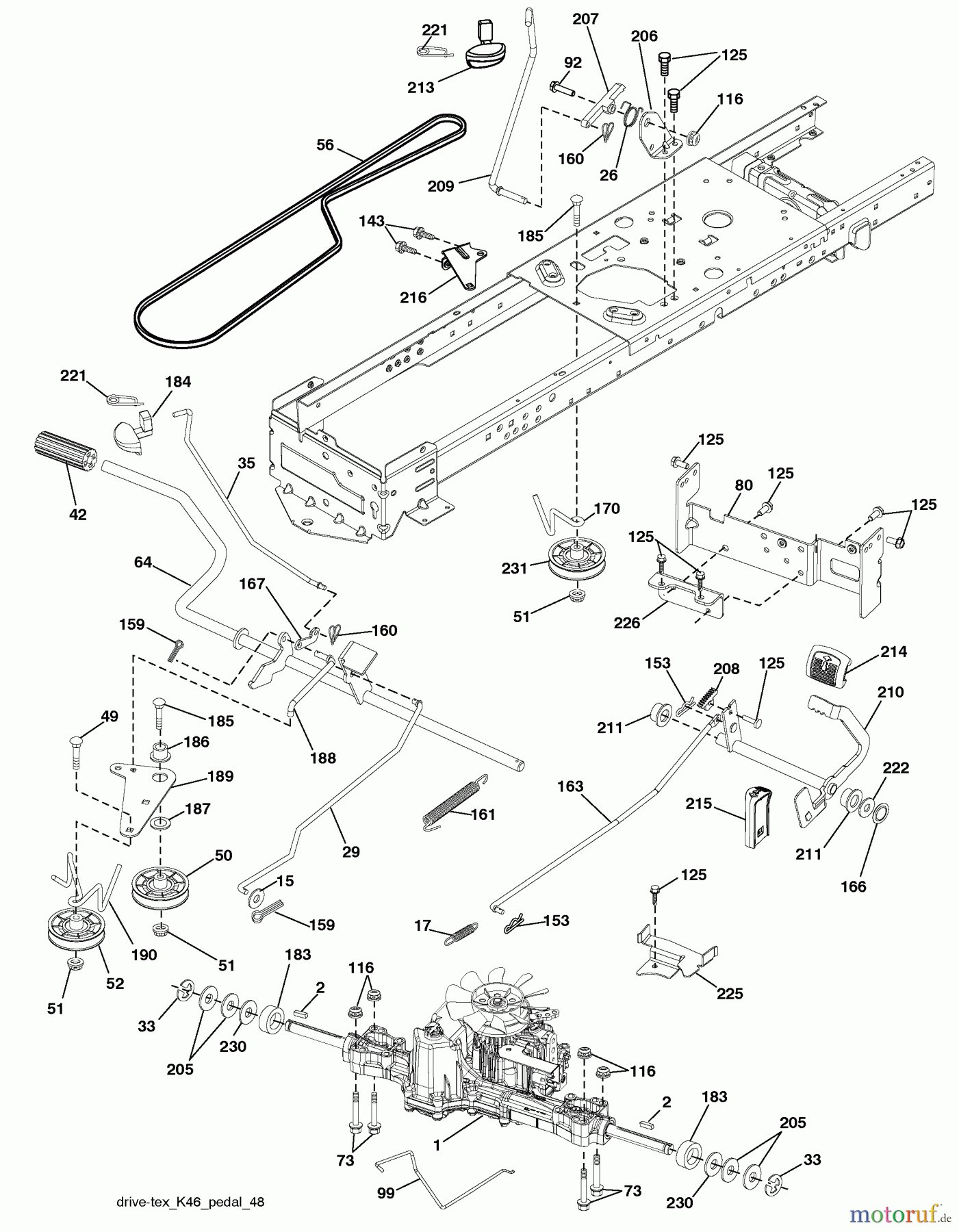Husqvarna Rasen und Garten Traktoren YTH 22V46 (96043010100) - Husqvarna Yard Tractor (2010-04 & After) Drive