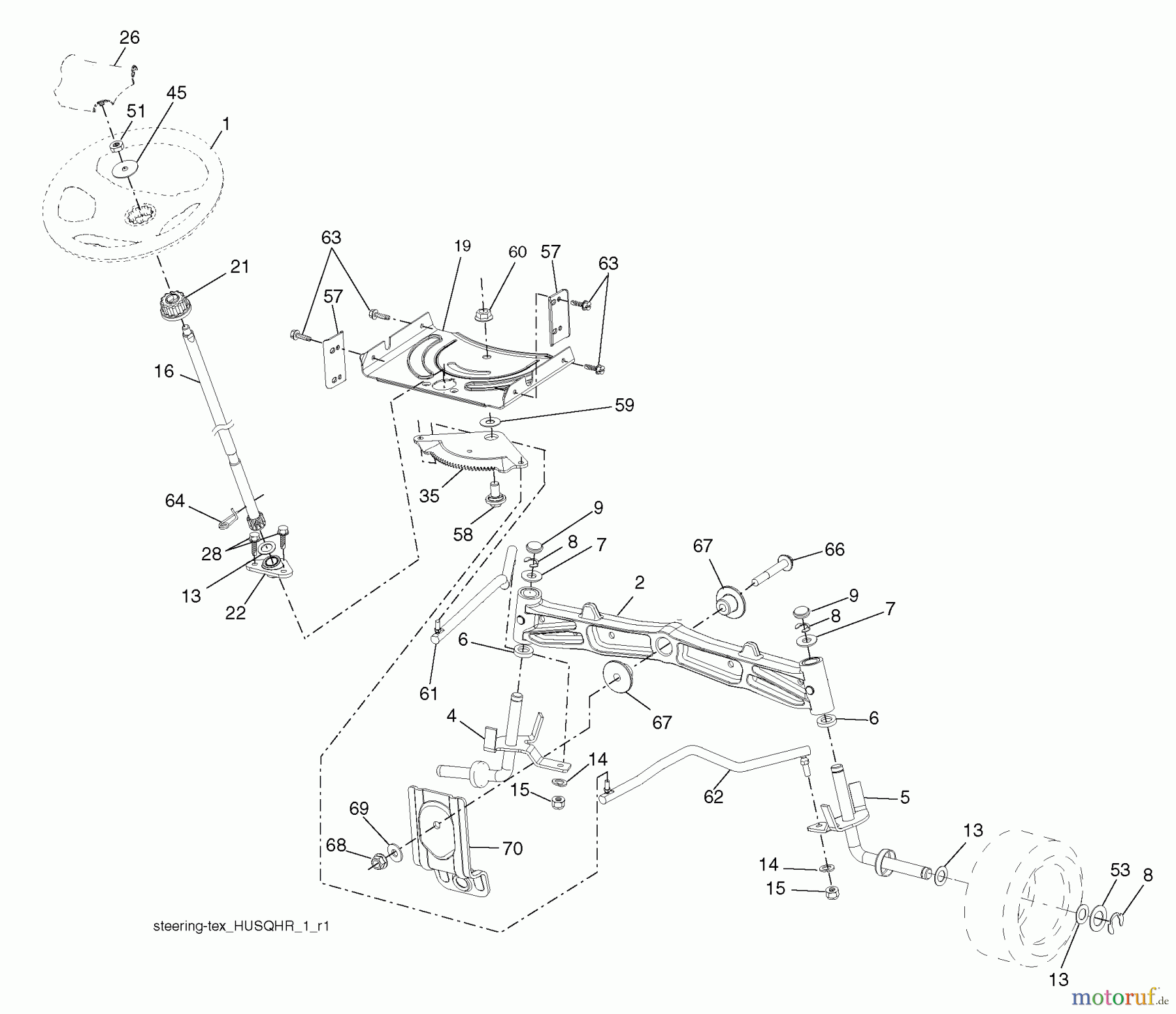 Husqvarna Rasen und Garten Traktoren YTH 22V46 (96043010100) - Husqvarna Yard Tractor (2010-04 & After) Steering Assembly