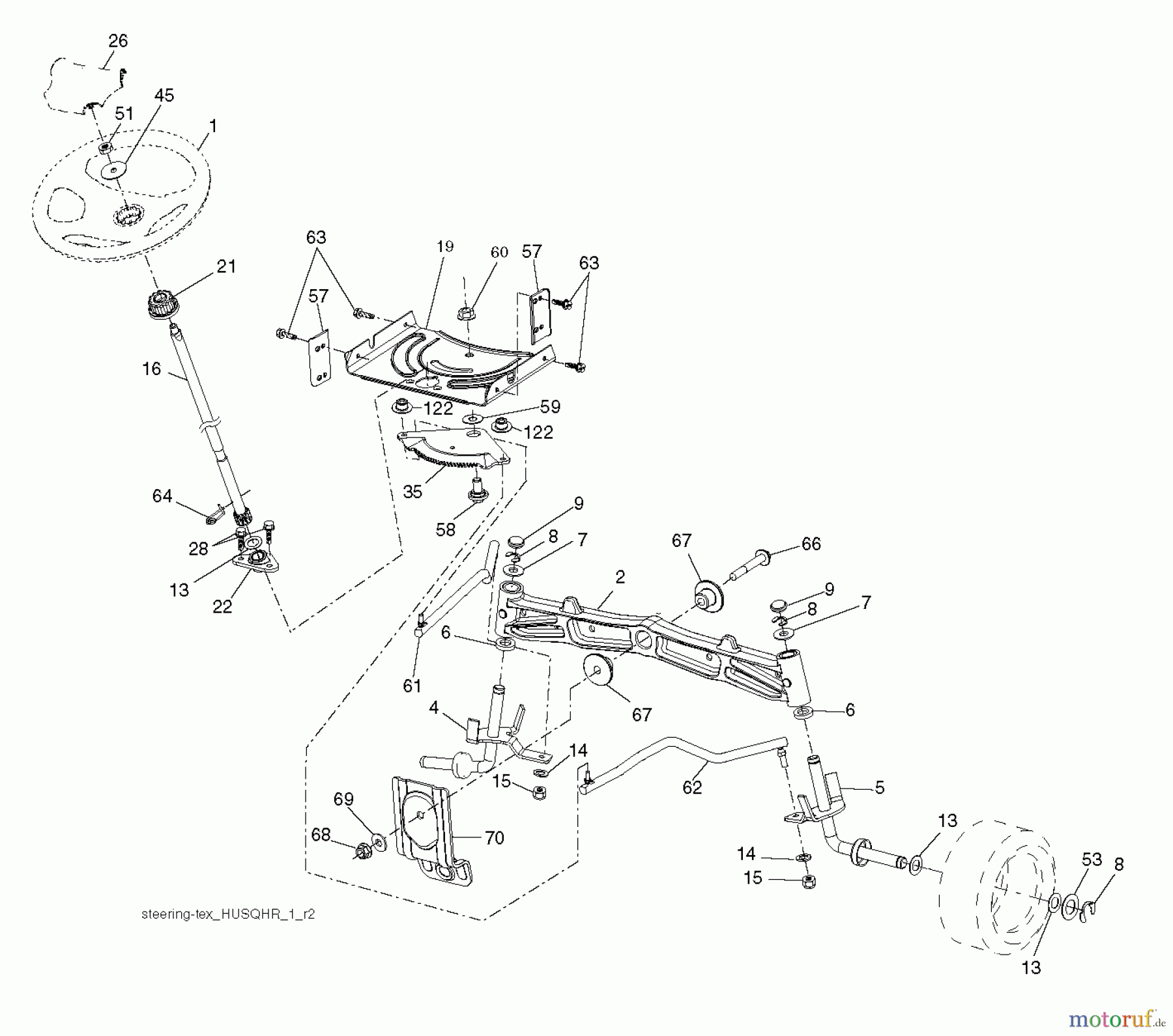 Husqvarna Rasen und Garten Traktoren YTH 22V46 (96045004800) - Husqvarna Yard Tractor (2013-09) STEERING