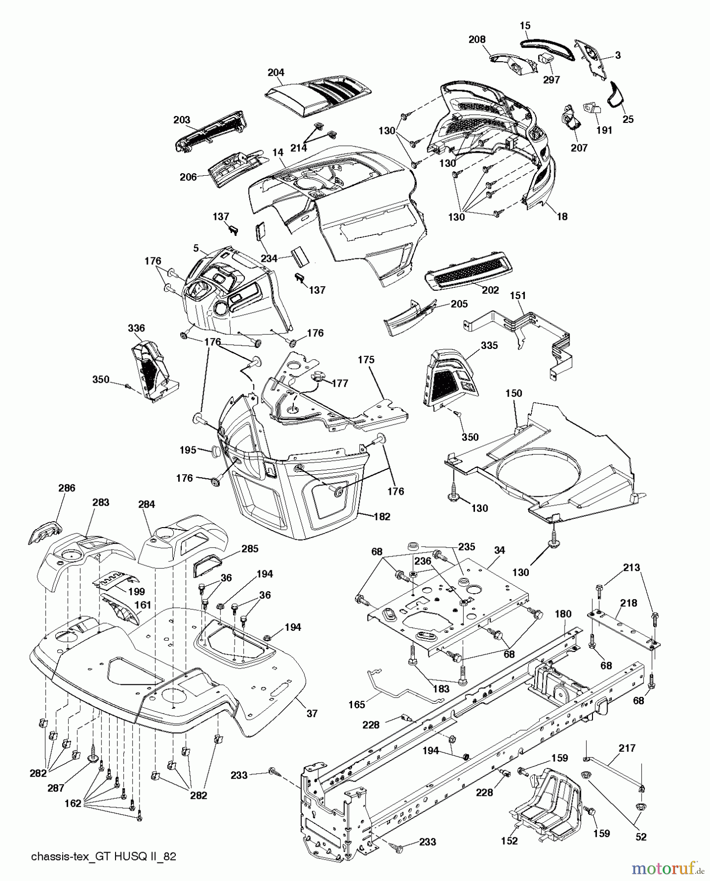Husqvarna Rasen und Garten Traktoren YTH 2348 (240443) - Husqvarna Yard Tractor (2012-11 & After) CHASSIS / FRAME