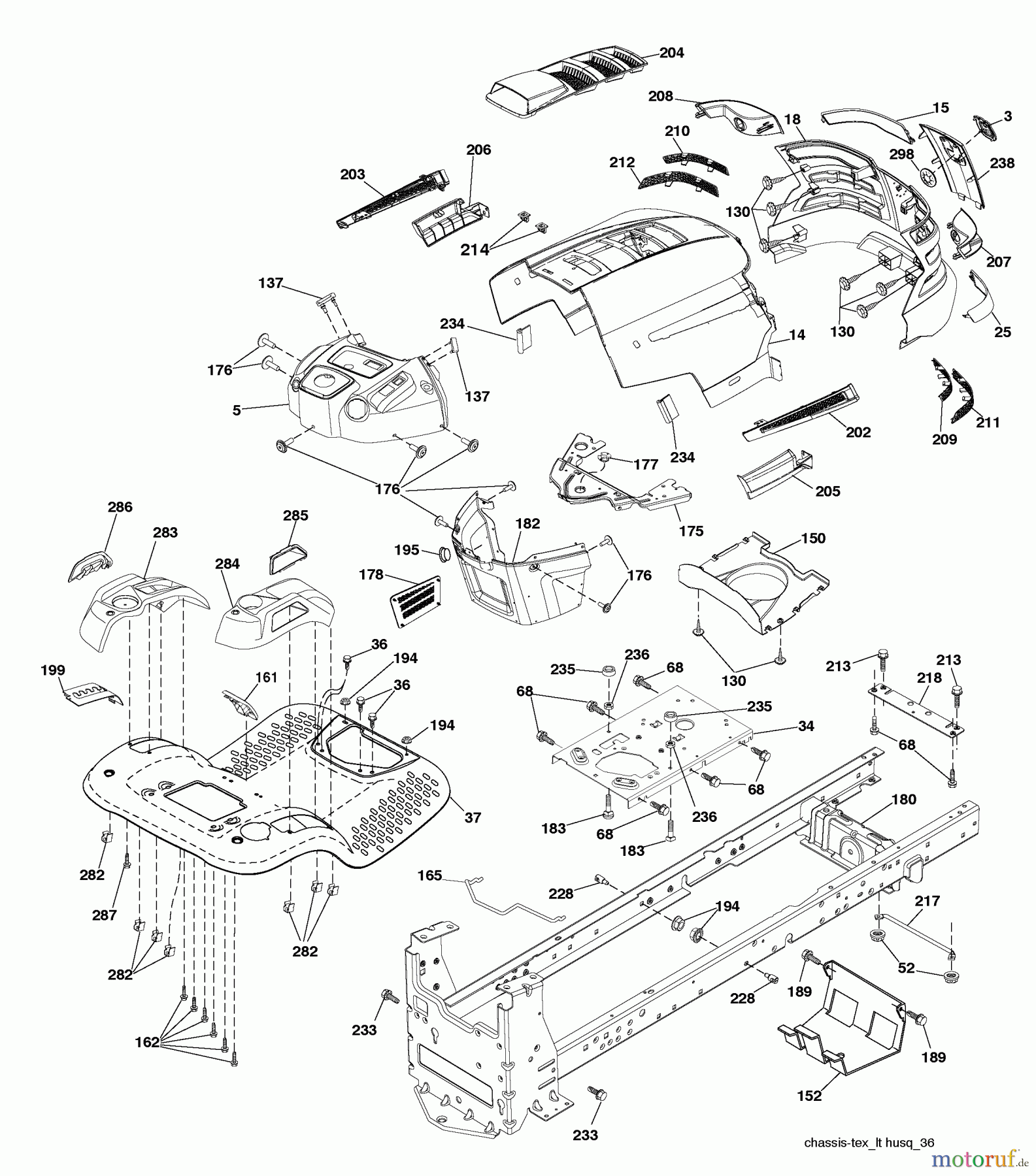 Husqvarna Rasen und Garten Traktoren YTH 2348 (917.289570) - Husqvarna Yard Tractor (2010-04 & After) (Sears Craftsman) Chassis