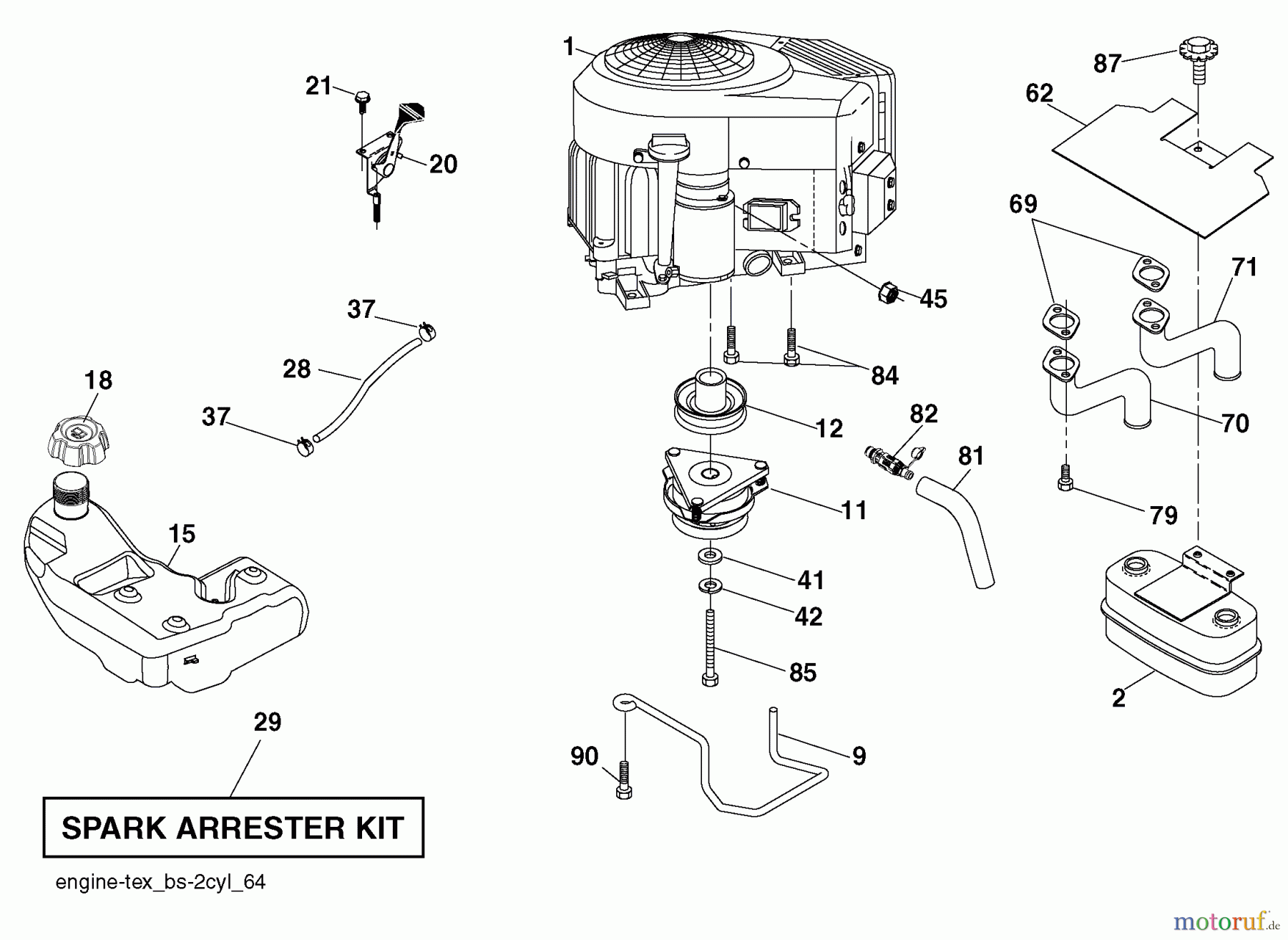 Husqvarna Rasen und Garten Traktoren YTH 2348 (917.289571) - Husqvarna Yard Tractor (2010-04 & After) (Sears Craftsman) Engine
