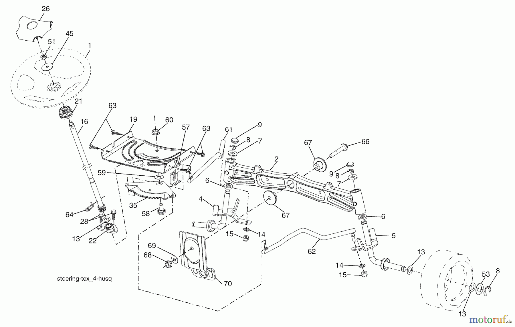 Husqvarna Rasen und Garten Traktoren YTH 2348 (96045000503) - Husqvarna Yard Tractor (2009-02 & After) Steering Assembly