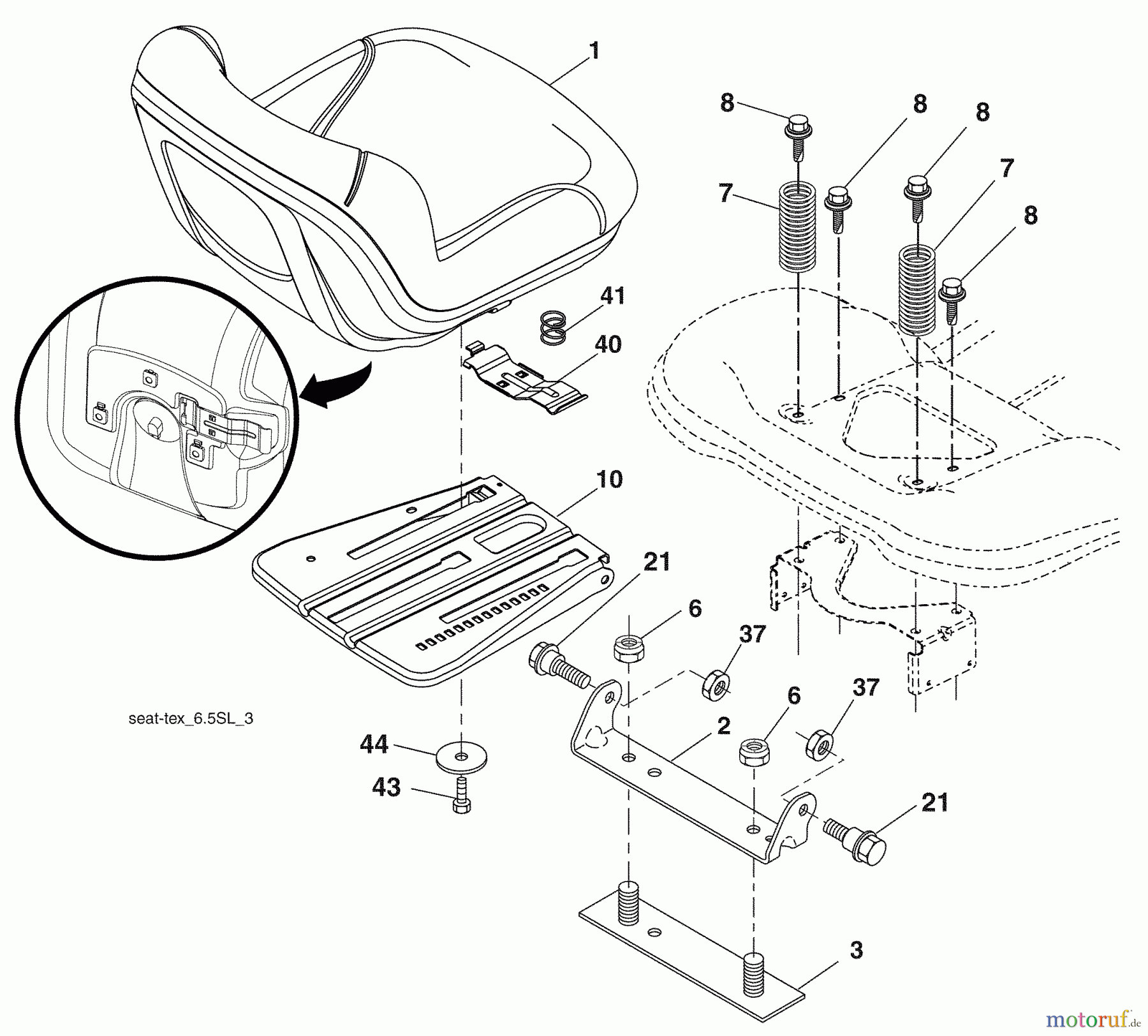 Husqvarna Rasen und Garten Traktoren YTH 2348 (96045000901) - Husqvarna Yard Tractor (2008-09 & After) Seat Assembly