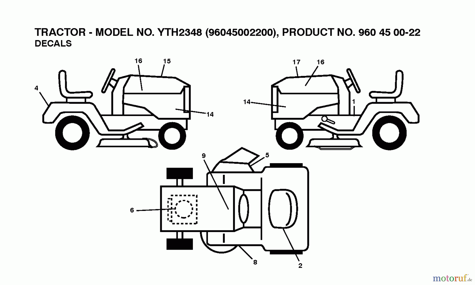 Husqvarna Rasen und Garten Traktoren YTH 2348 (96045002200) - Husqvarna Yard Tractor (2010-02 & After) DECALS