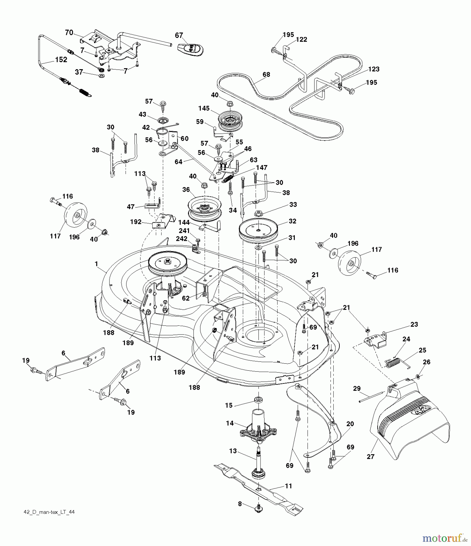 Husqvarna Rasen und Garten Traktoren YTH 22V42 (96043018600) - Husqvarna Yard Tractor (2013-09) MOWER DECK / CUTTING DECK