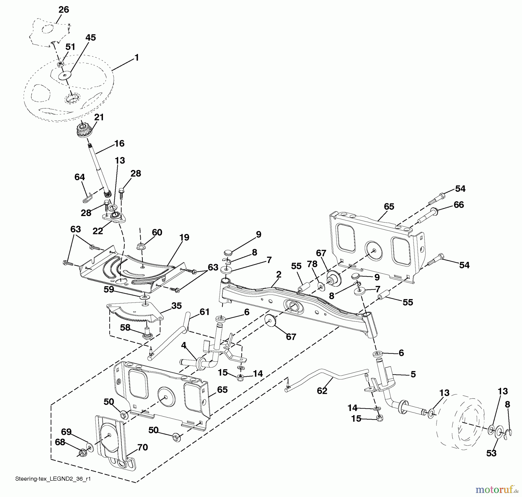Husqvarna Rasen und Garten Traktoren YTH 23V42LS (96043008801) - Husqvarna Yard Tractor (2010-05 & After) Steering Assembly