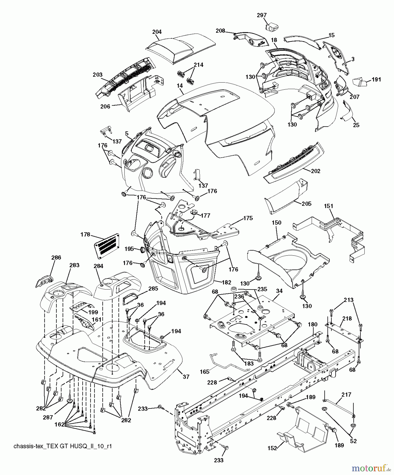 Husqvarna Rasen und Garten Traktoren YTH 23V48 (96043012501) - Husqvarna Yard Tractor (2011-07 & After) CHASSIS ENCLOSURES