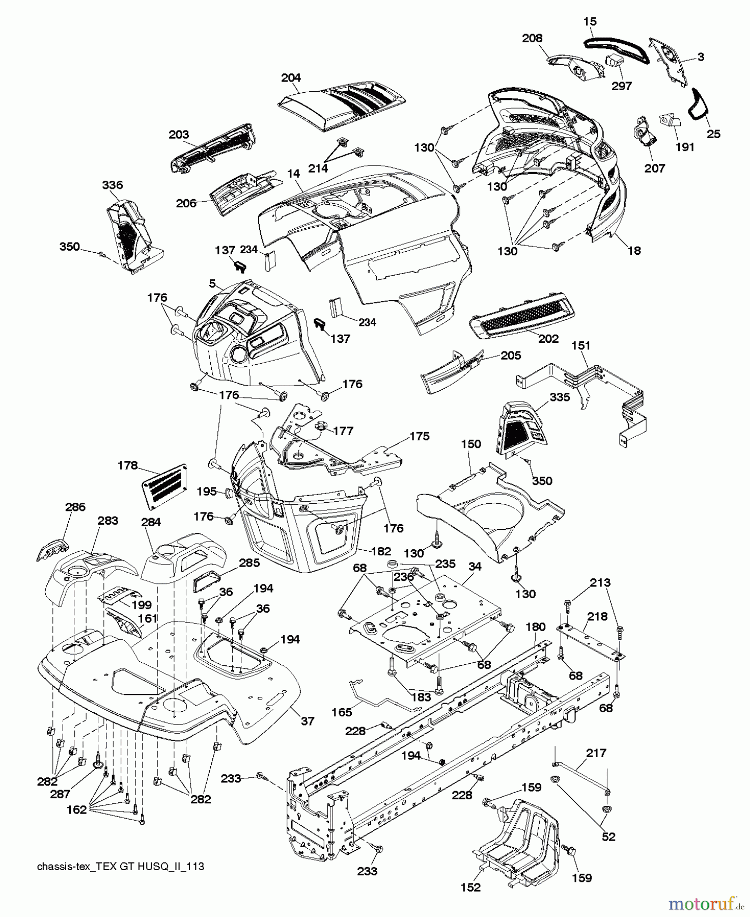 Husqvarna Rasen und Garten Traktoren YTH 23V48 (96043012503) - Husqvarna Yard Tractor (2012-09 & After) CHASSIS ENCLOSURES