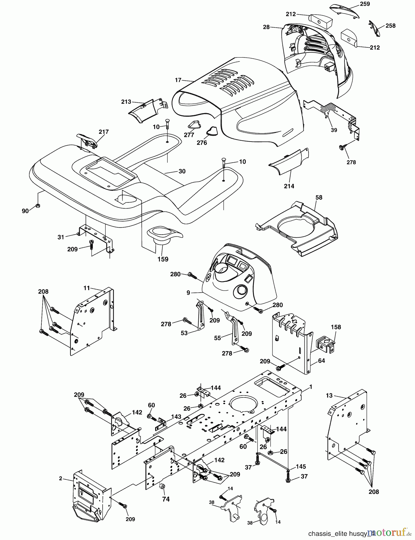 Husqvarna Rasen und Garten Traktoren YTH 2448 (96015000101) - Husqvarna Yard Tractor (2005-03 & After) Chassis/ Enclosures