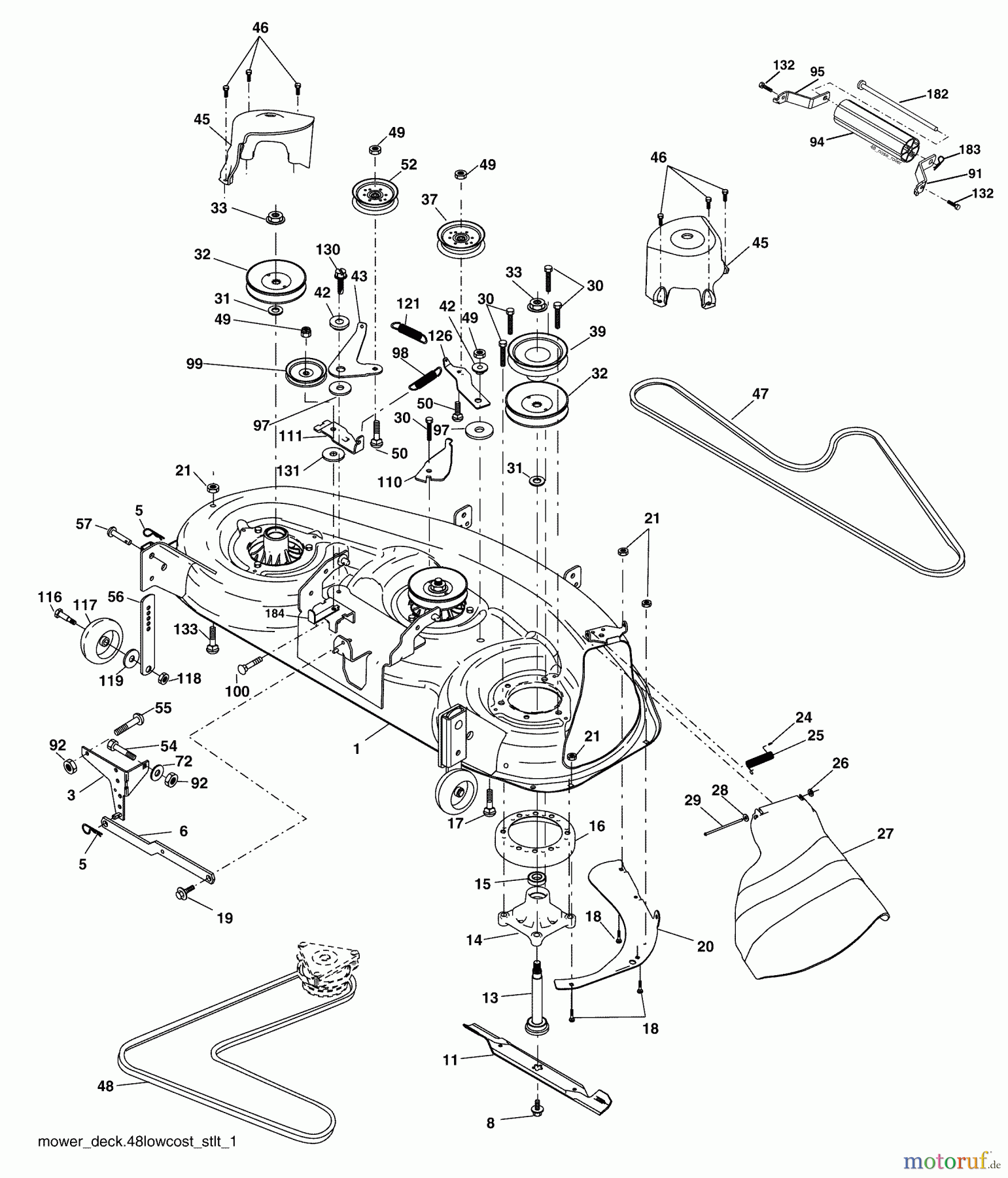 Husqvarna Rasen und Garten Traktoren YTH 2448 (96015000101) - Husqvarna Yard Tractor (2005-03 & After) Mower Deck