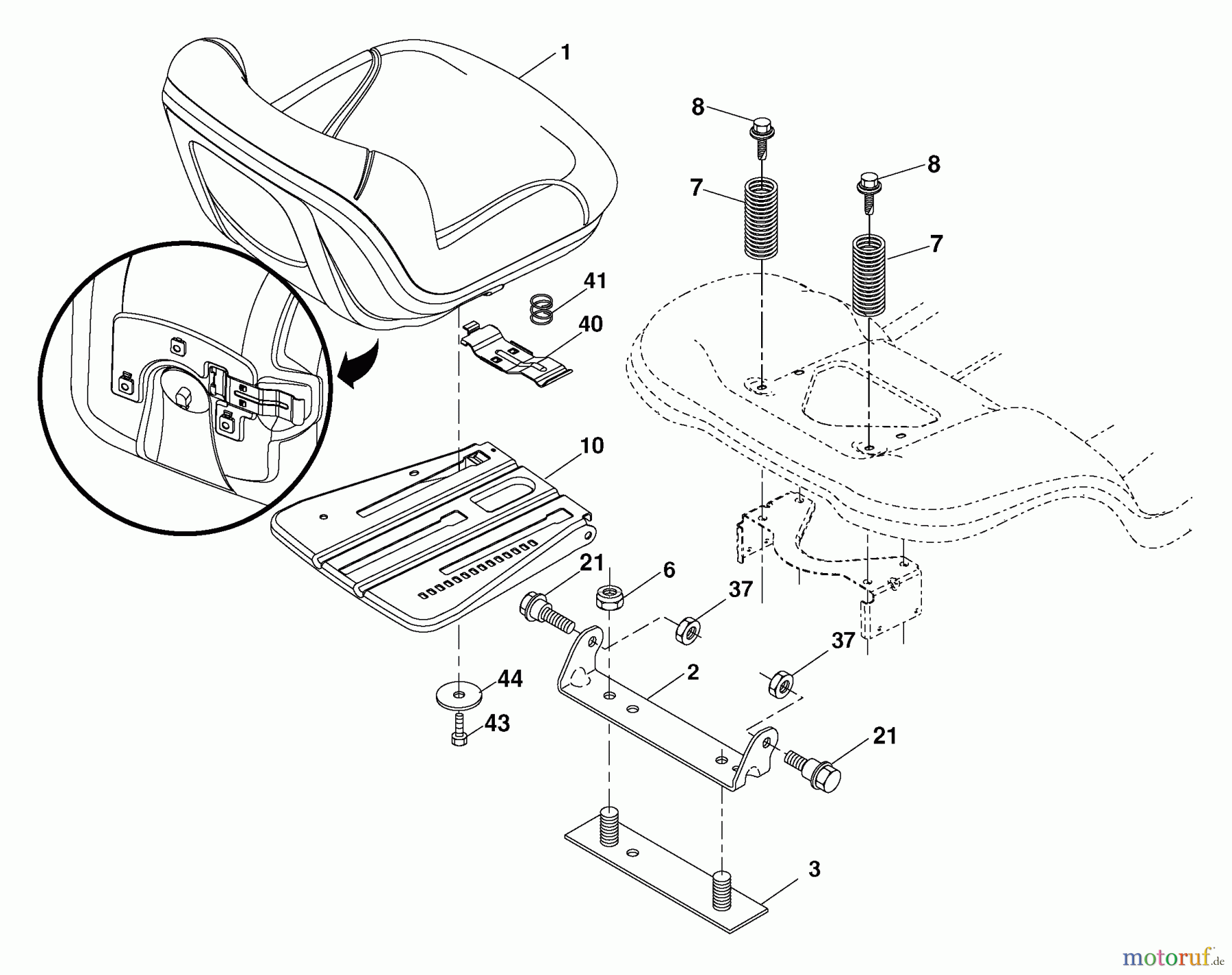 Husqvarna Rasen und Garten Traktoren YTH 2454 (96042004800) - Husqvarna Yard Tractor (2007-04 & After) Seat Assembly