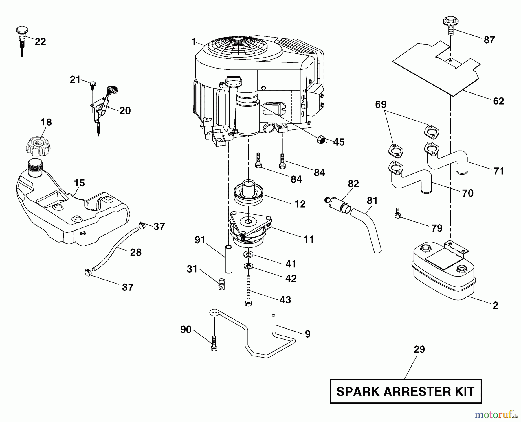 Husqvarna Rasen und Garten Traktoren YTH 2454T (917.279220) - Husqvarna Yard Tractor (2006-05 & After) (Sears Craftsman) Engine
