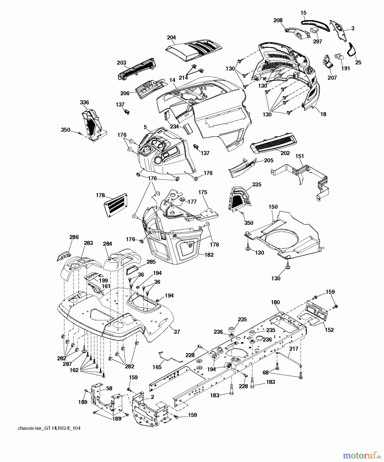 Husqvarna Rasen und Garten Traktoren YTH 24V42LS (96043011502) - Husqvarna Yard Tractor (2011-07 & After) CHASSIS ENCLOSURES
