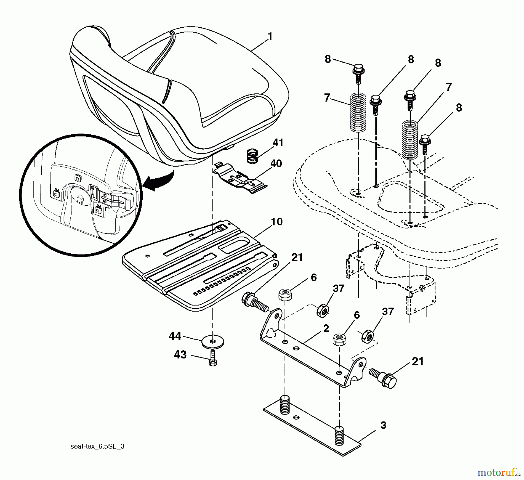 Husqvarna Rasen und Garten Traktoren YT 42XLS (96043015300) - Husqvarna Yard Tractor (2012-09 & After) SEAT